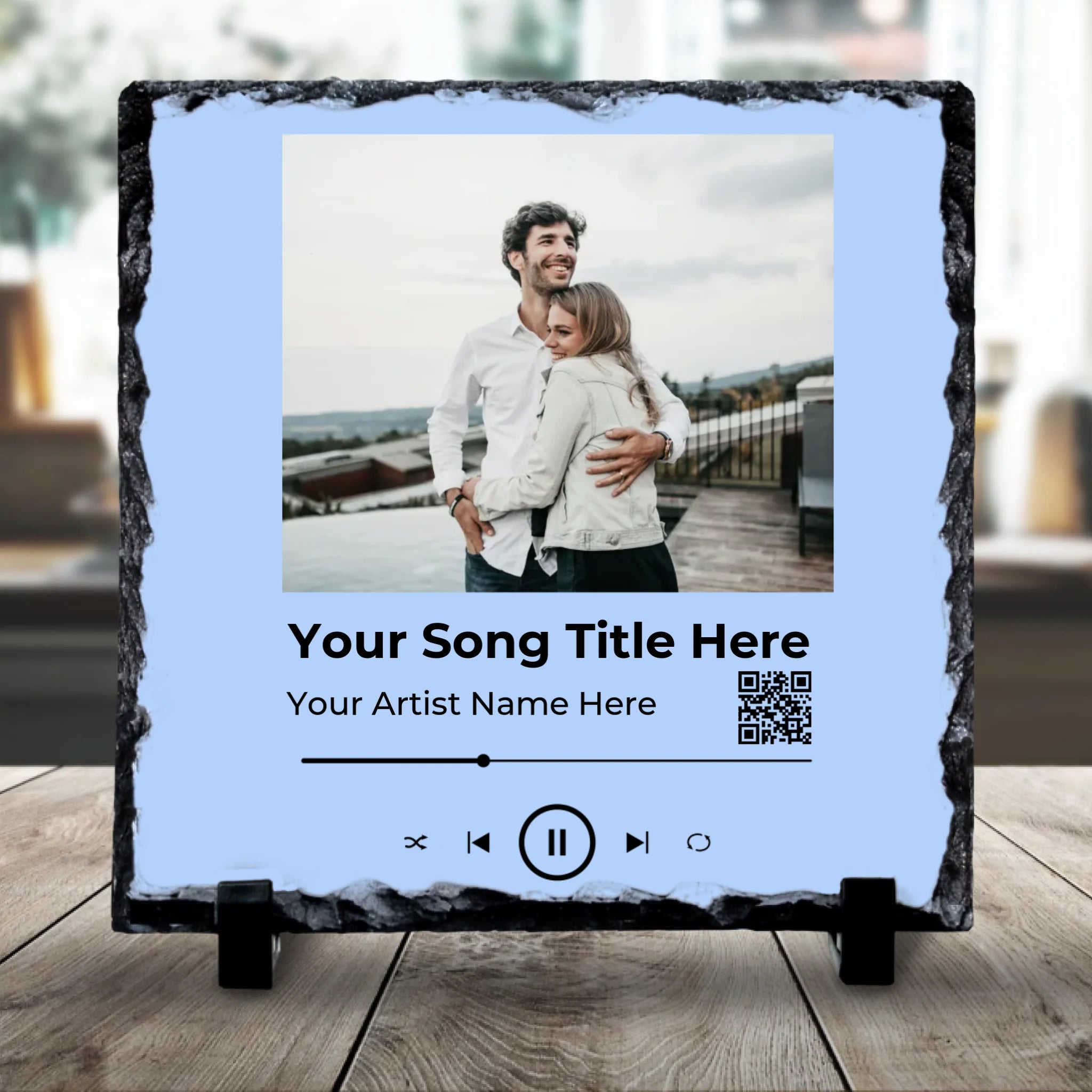 Custom Song Plaque Photo Slate – Personalised with QR Code