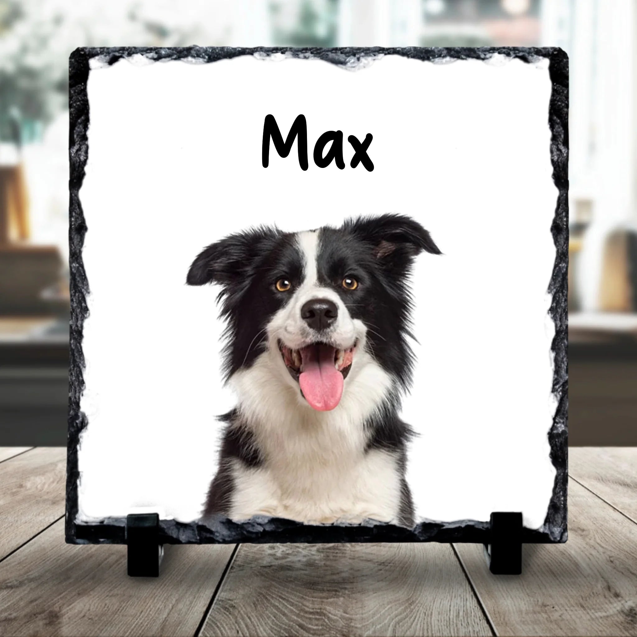 Personalised Pet Portrait Slate – Upload Your Dog’s Photo, Change Name & Background Colour