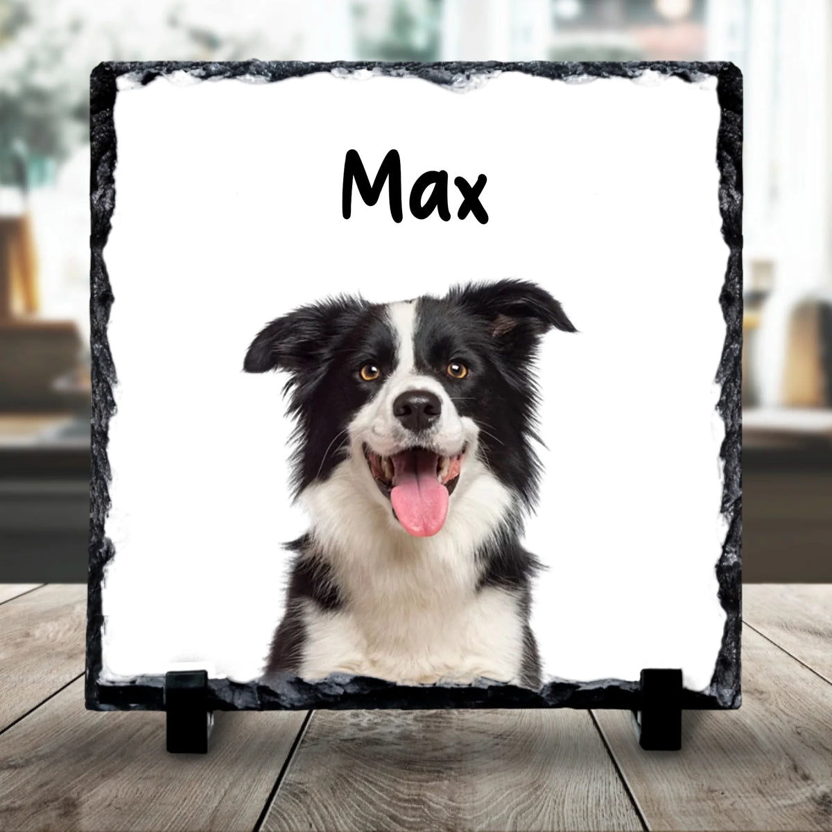 Personalised Pet Portrait Slate – Upload Your Dog’s Photo, Change Name & Background Colour