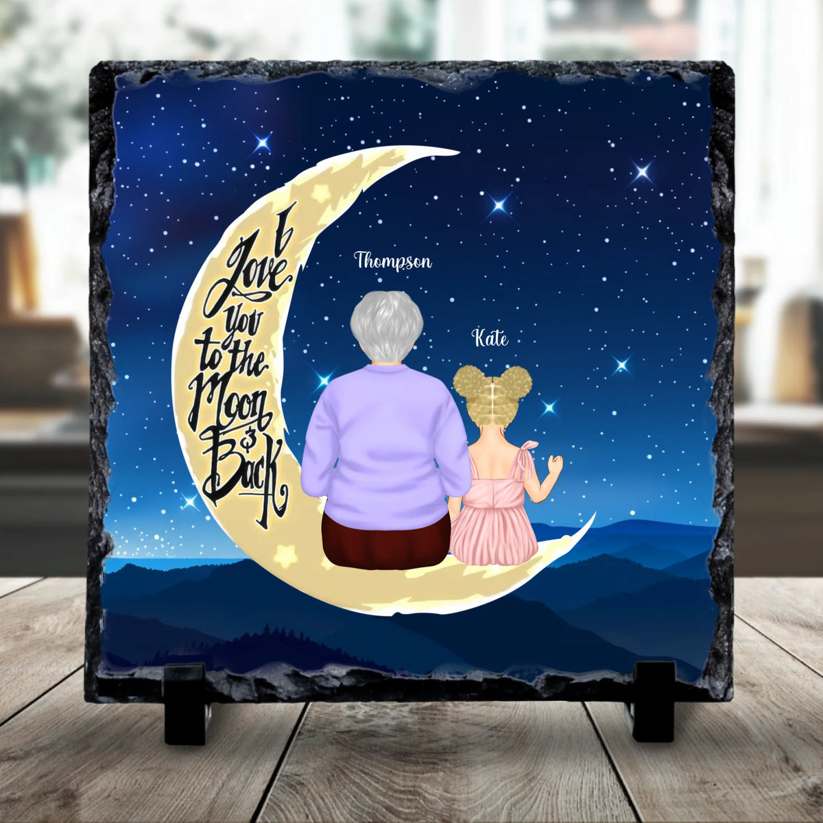 Custom Grandparent & Grandchild Slate - Grandmother Gift - Custom Chubi Characters
