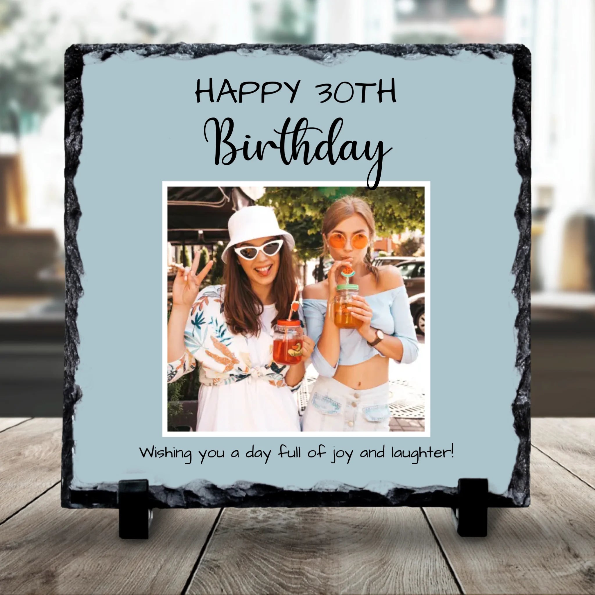 Custom Personalised Birthday Milestone Photo Slate - Custom Photo, Background Colour & Quote