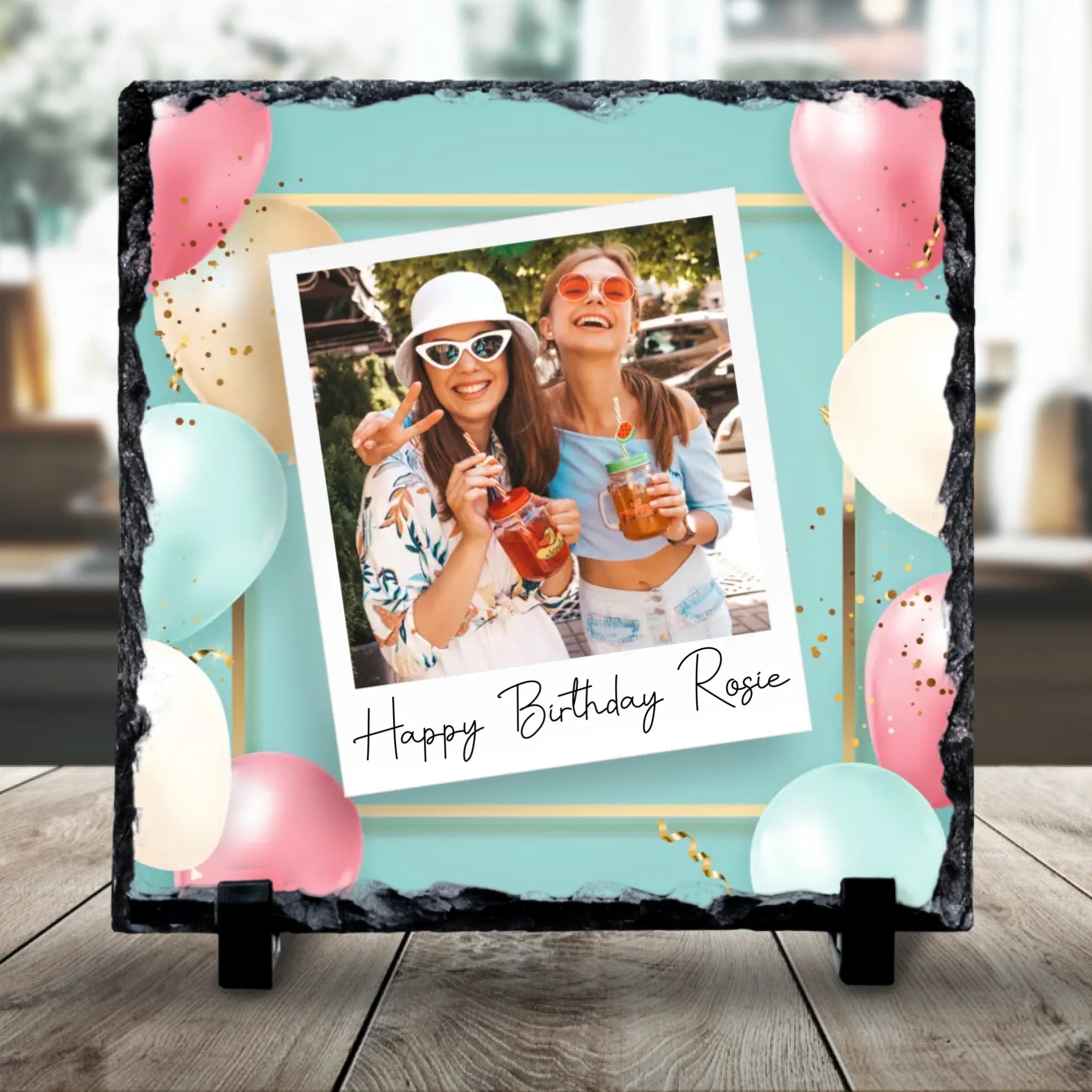 Custom Personalised Photo Slate - Retro-Inspired Frame Design with Custom Text