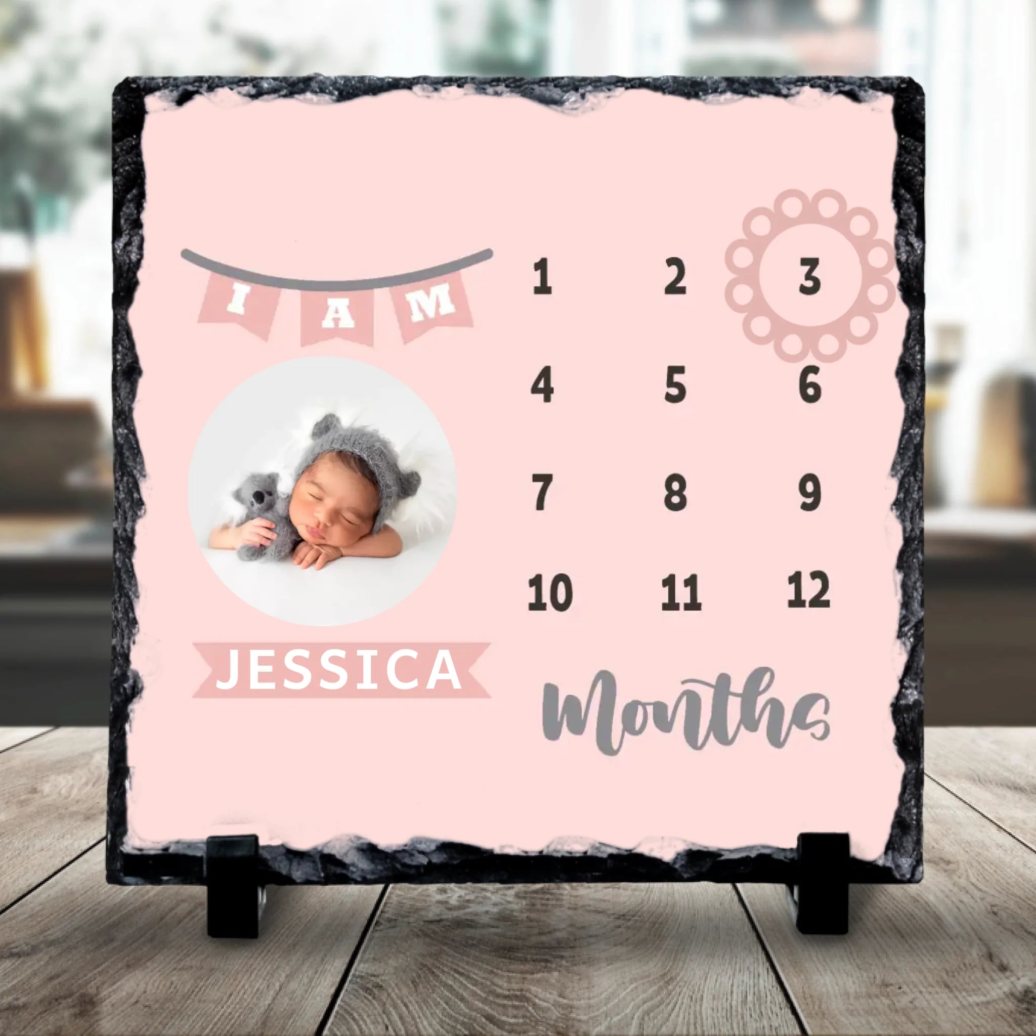 Custom Personalised Baby Girl Milestone Photo Slate