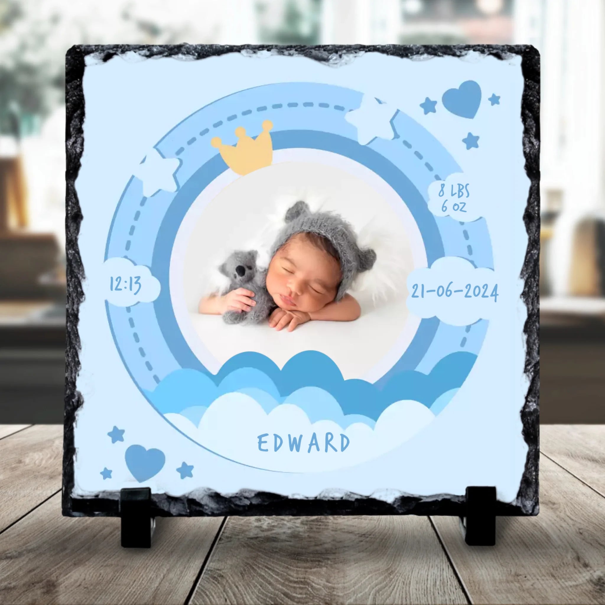 Custom Personalised Birth Announcement Photo Slate