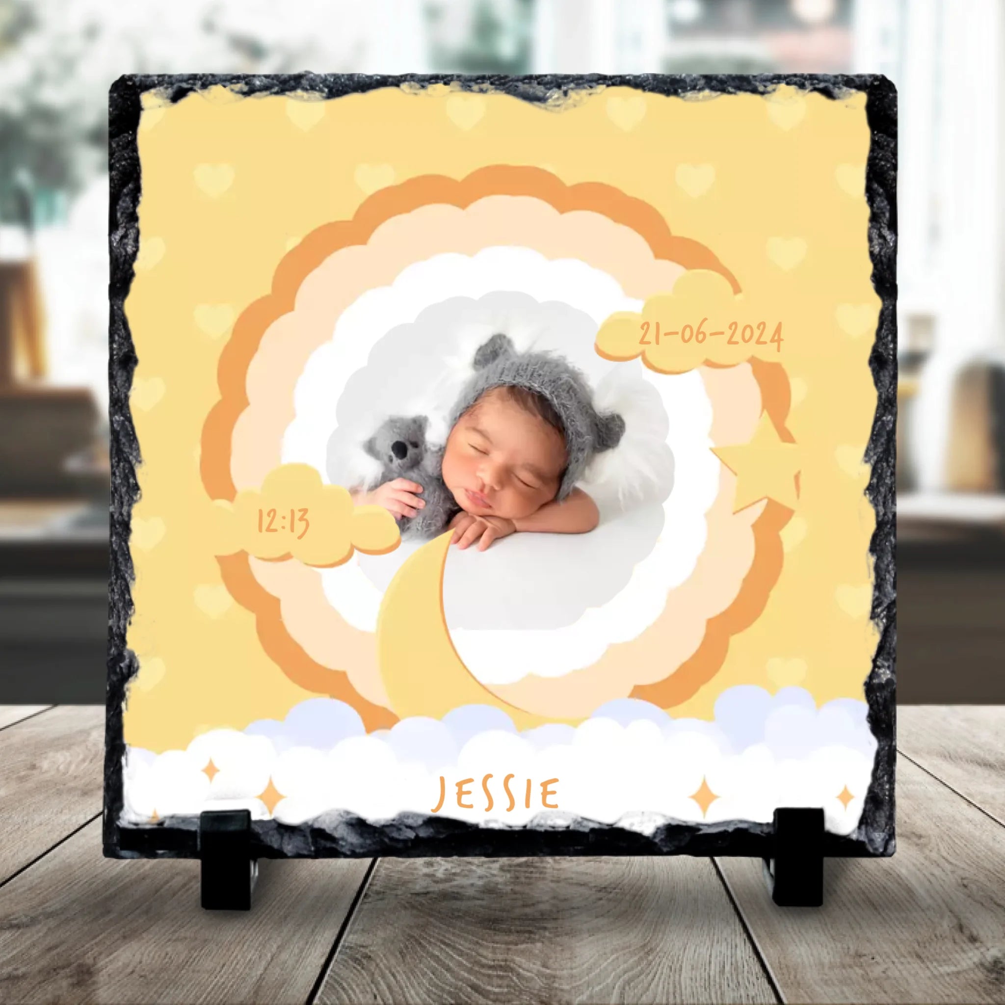 Custom Personalised Birth Announcement Photo Slate - Yellows