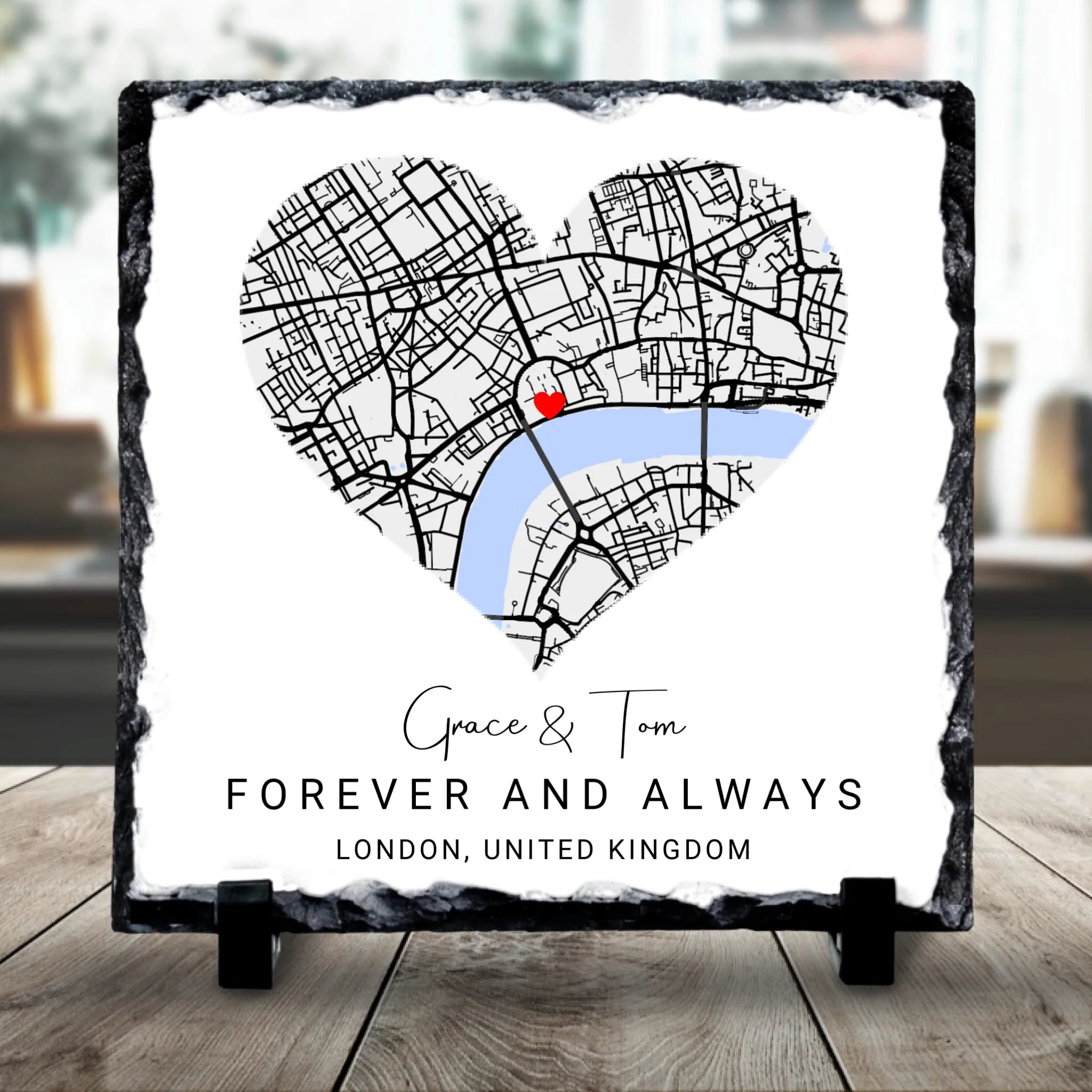 Custom Personalised Couples Heart Map Slate - Custom Locations & Special Moments