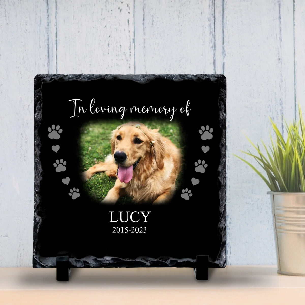 Personalised Pet Memorial Photo Slate - "In Loving Memory"