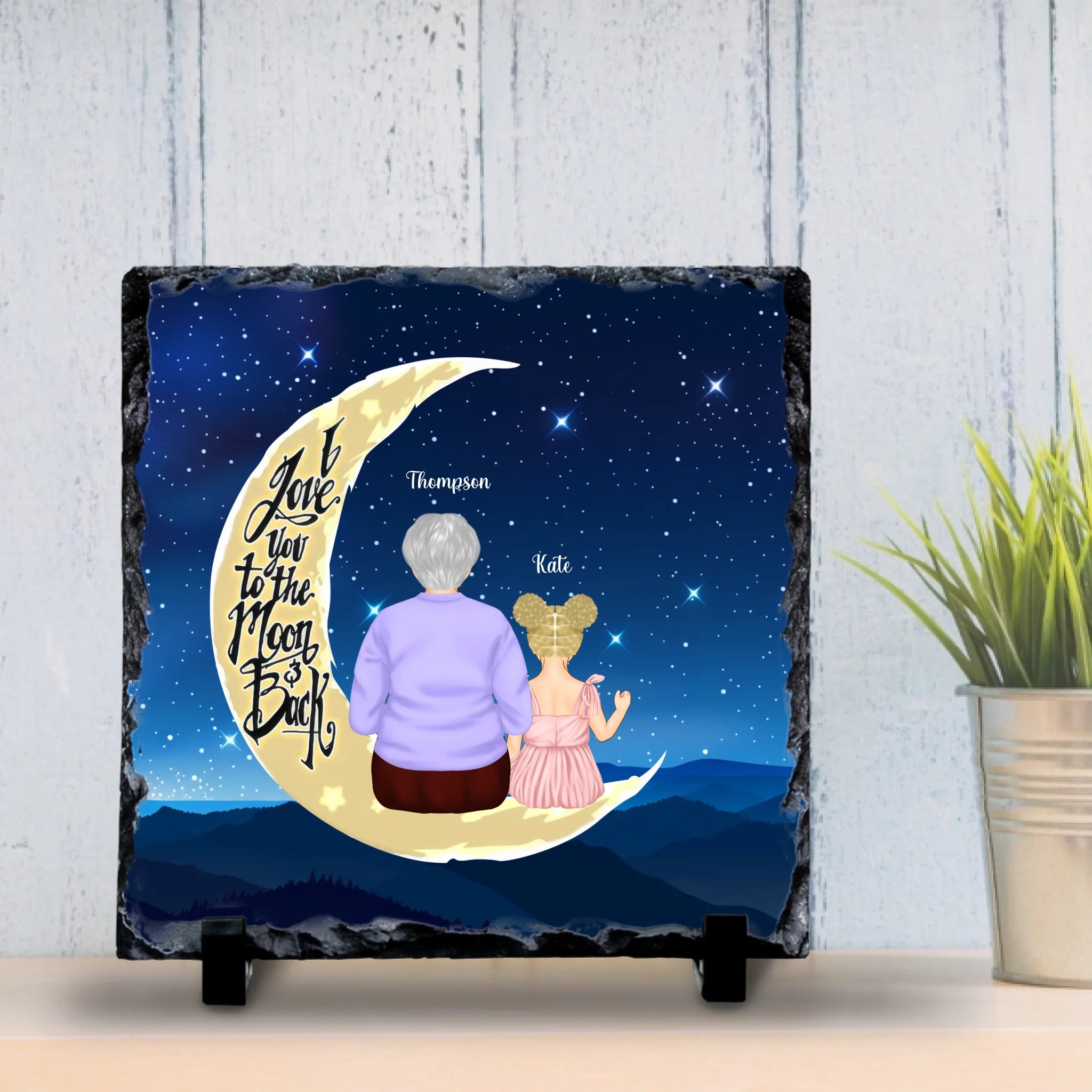 Custom Grandparent & Grandchild Slate - Grandmother Gift - Custom Chubi Characters
