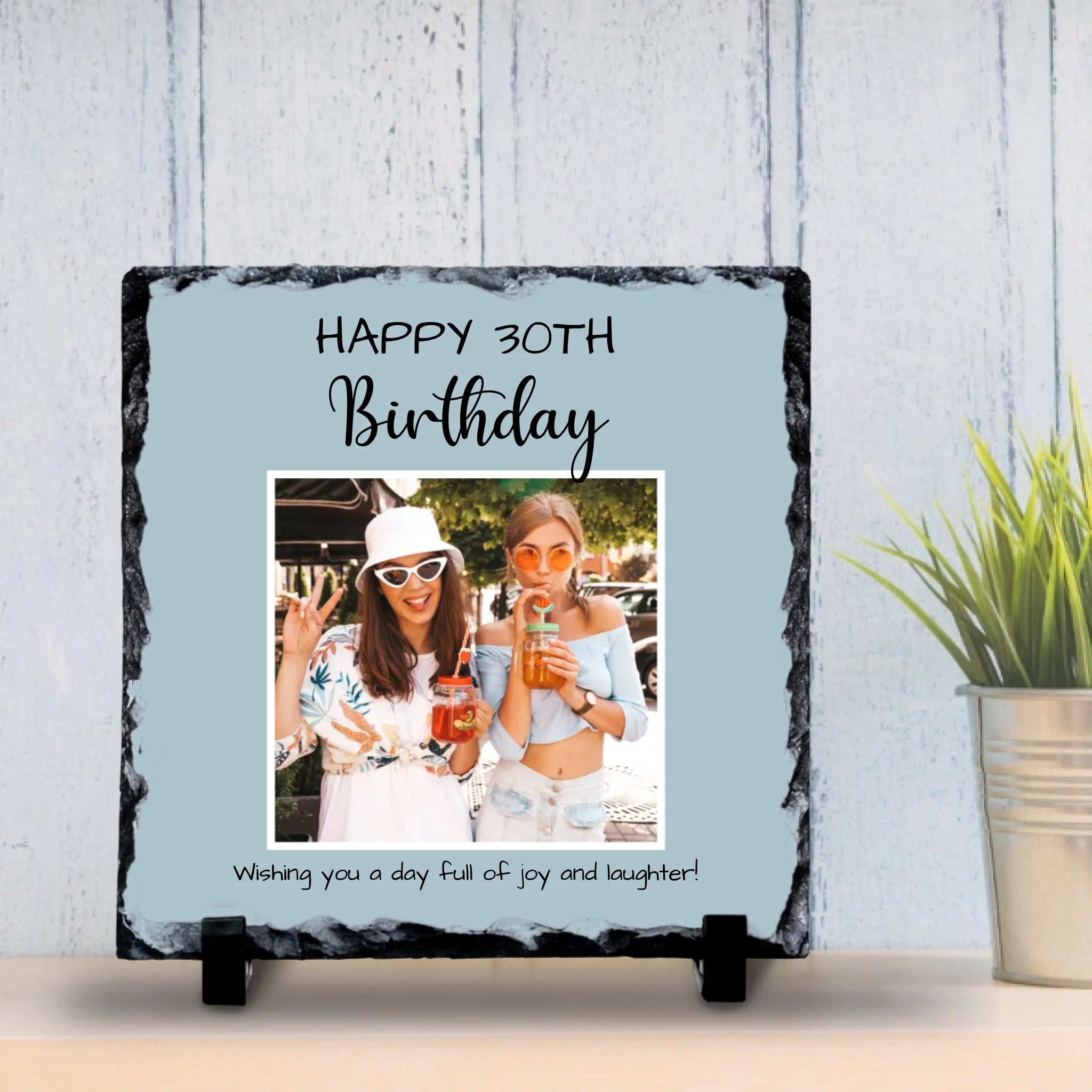 Custom Personalised Birthday Milestone Photo Slate - Custom Photo, Background Colour & Quote