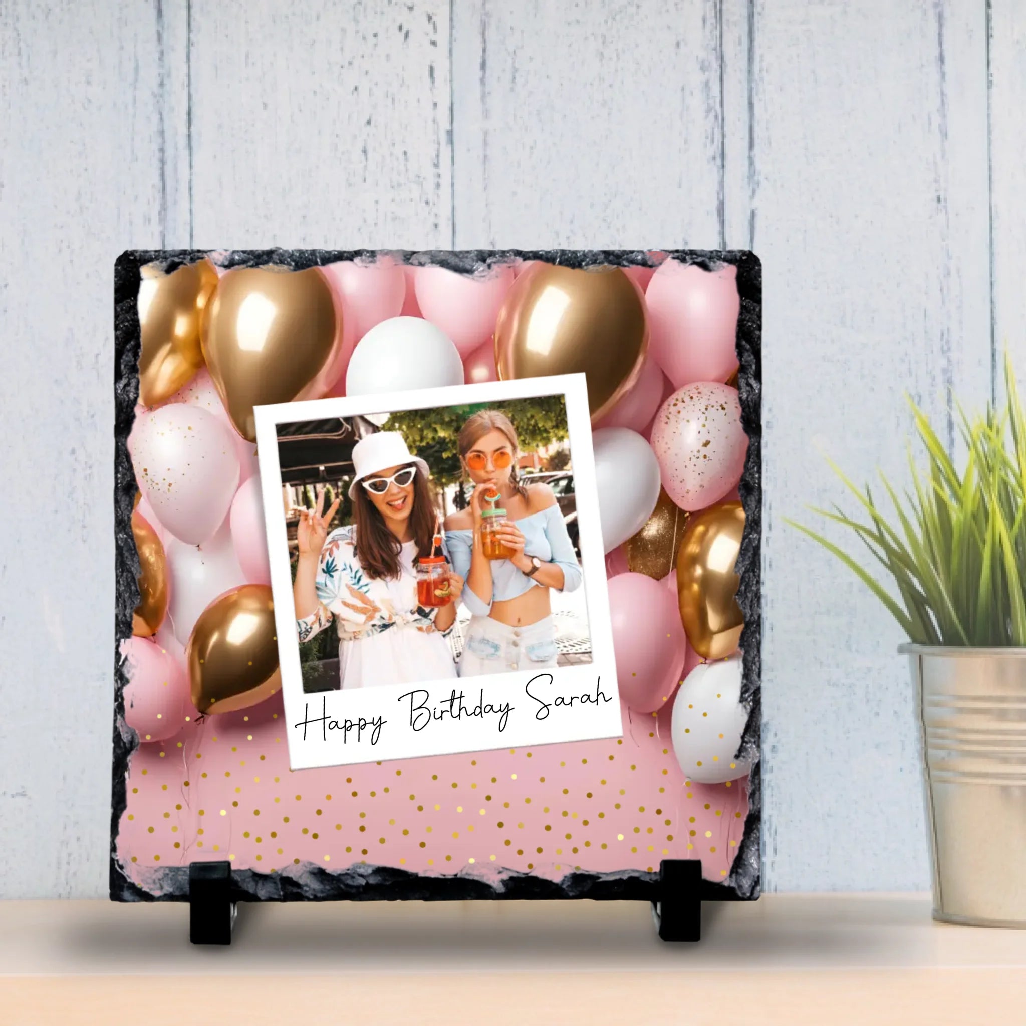Custom Personalised Photo Slate - Retro-Inspired Frame Design with Custom Text