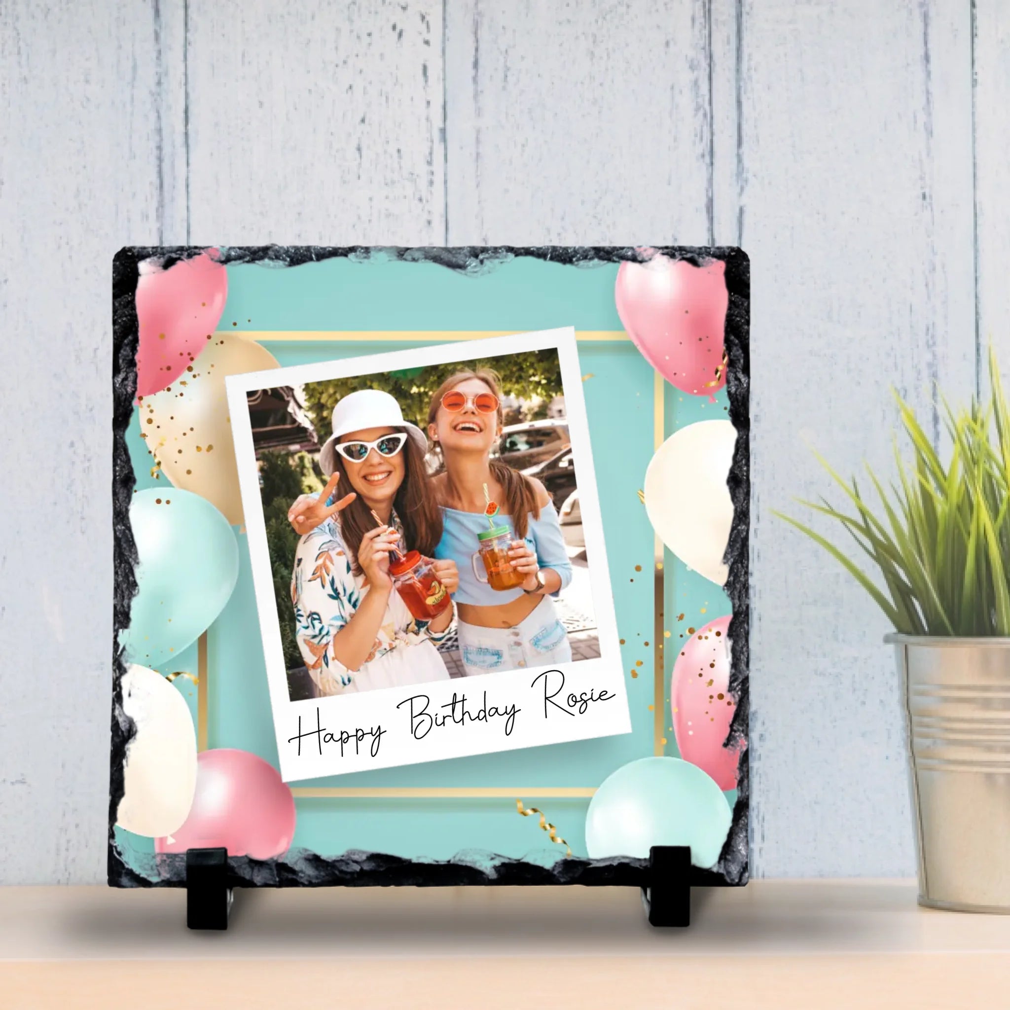 Custom Personalised Photo Slate - Retro-Inspired Frame Design with Custom Text