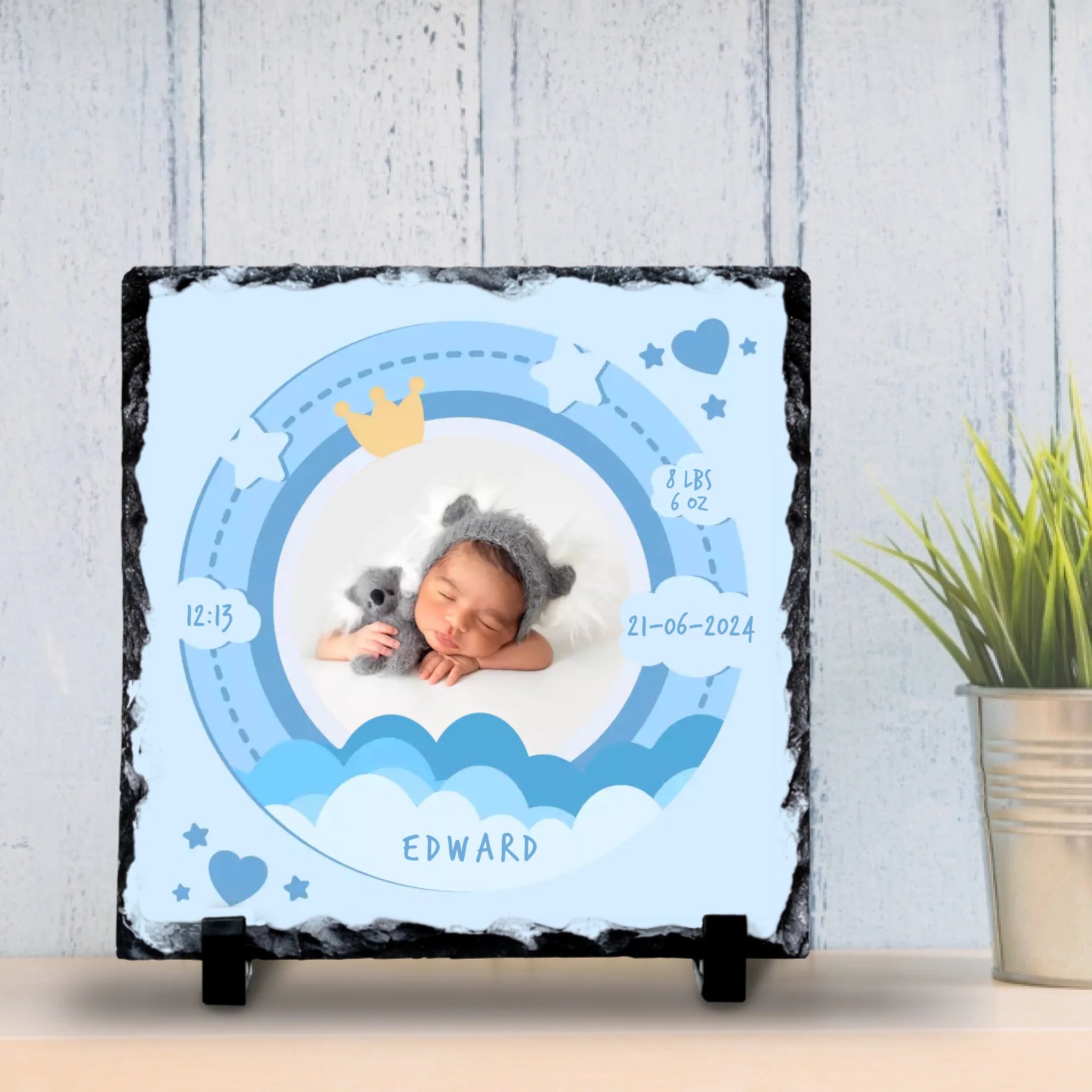 Custom Personalised Birth Announcement Photo Slate