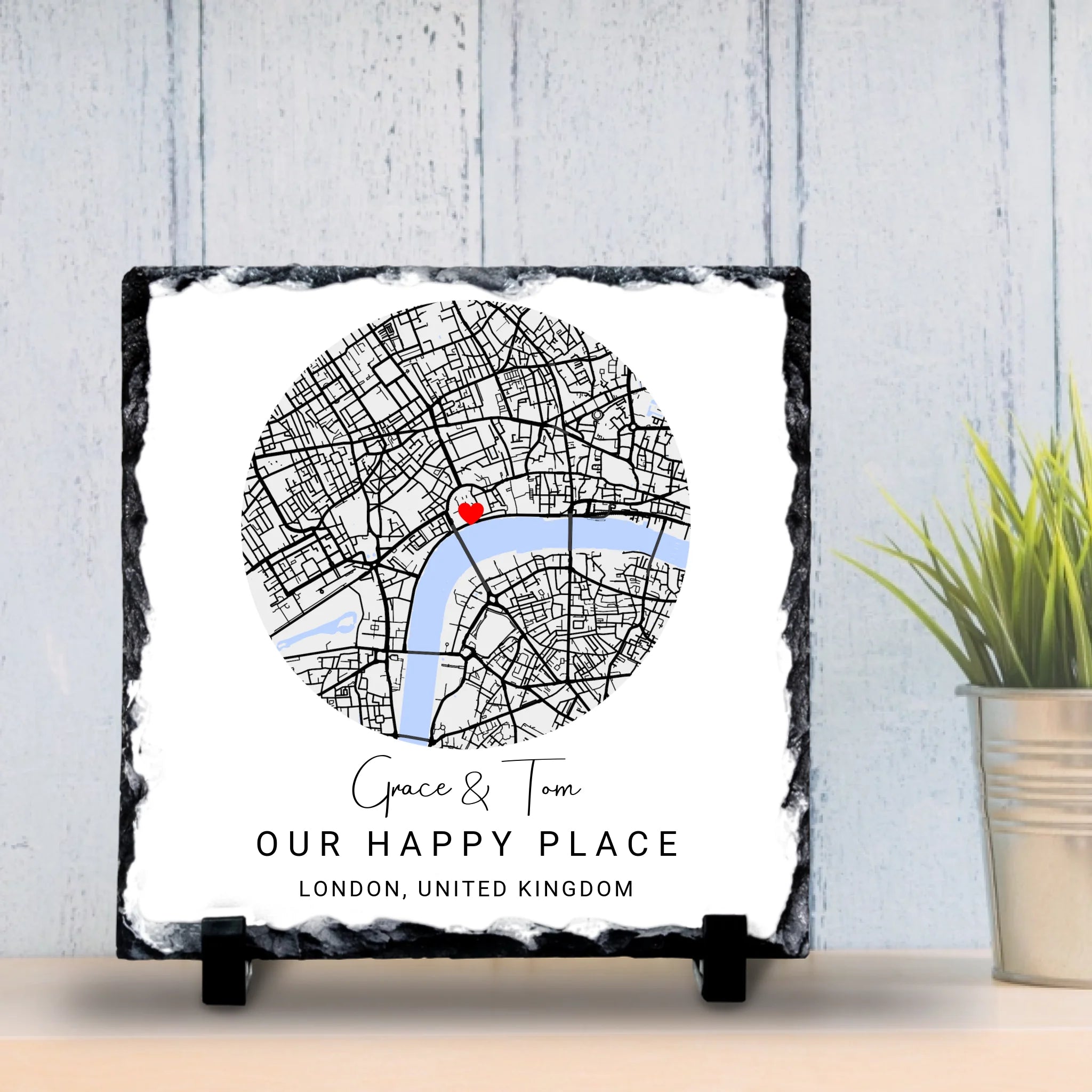 Custom Personalised Couples Circle Map Slate - Custom Locations & Special Moments