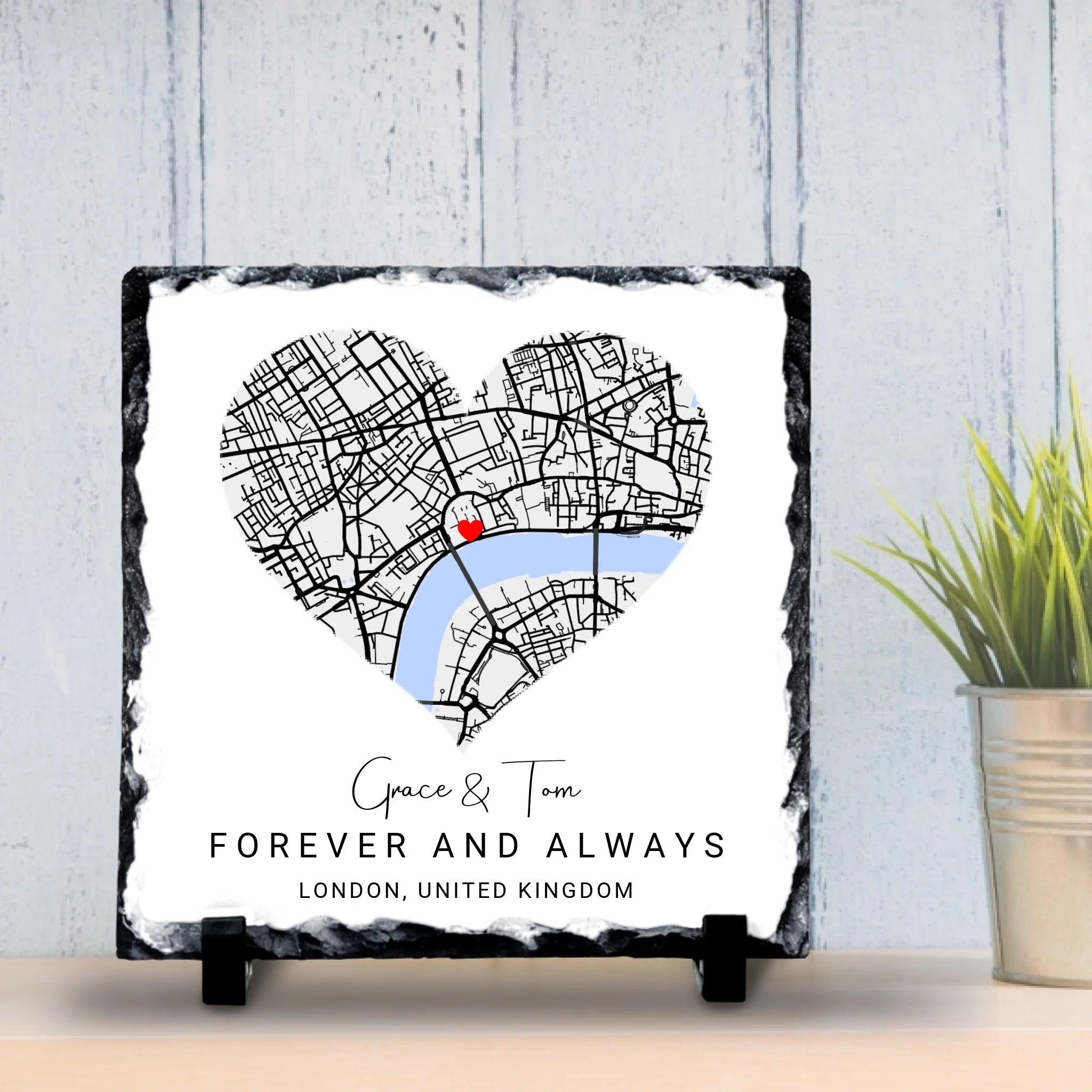 Custom Personalised Couples Heart Map Slate - Custom Locations & Special Moments