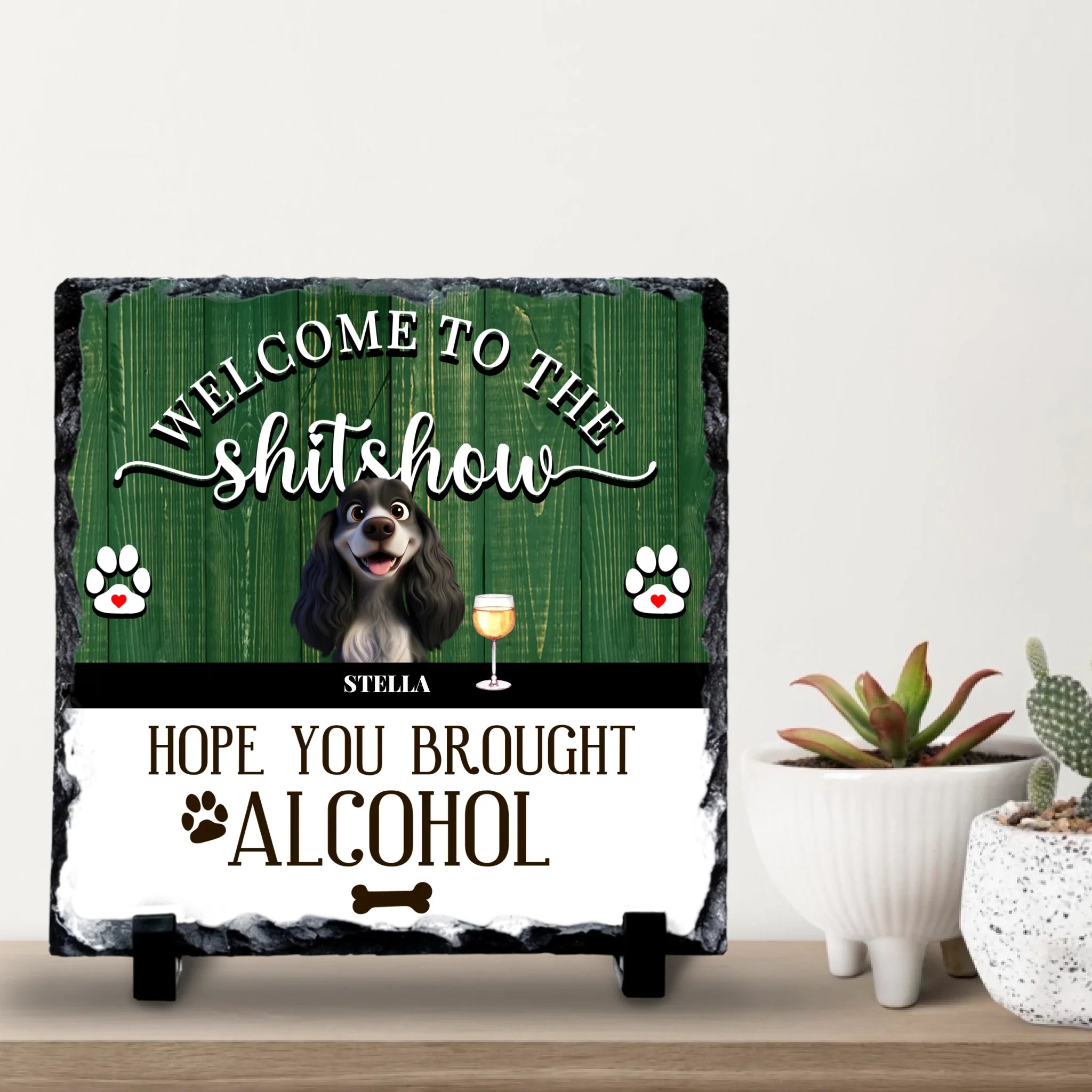 Personalised Pet Slate | Welcome to the | Funny Dog & Cat Gift | Up to 4 Pets