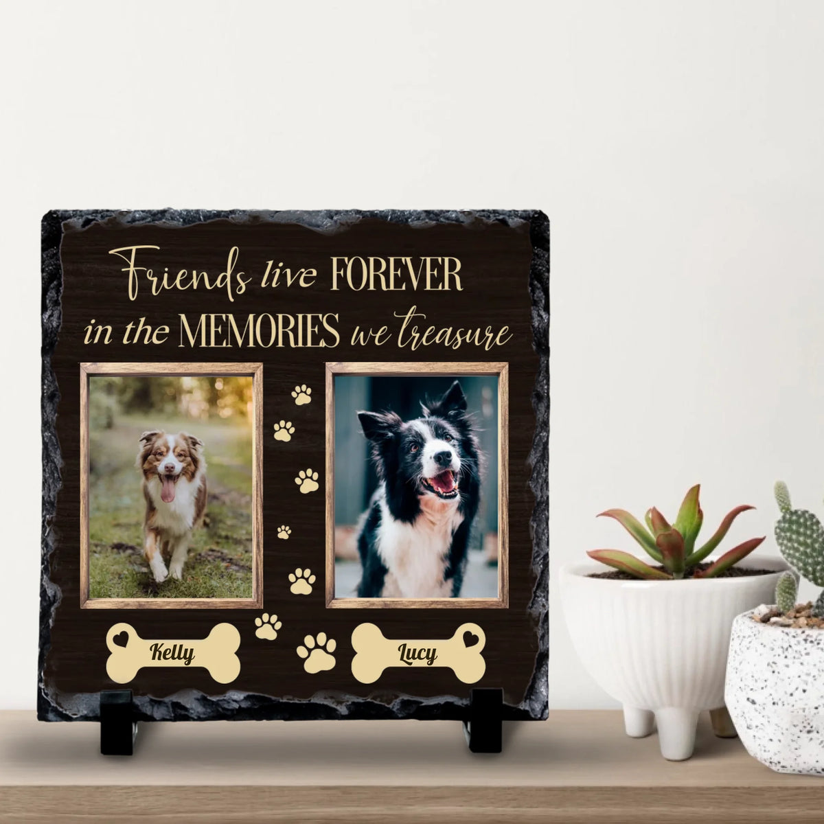 Personalised Pet Photo Slate - 2 Pets - Friends Live Forever