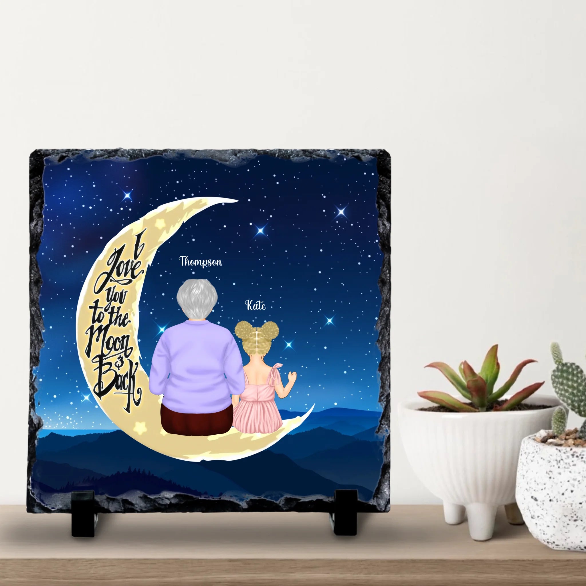 Custom Grandparent & Grandchild Slate - Grandmother Gift - Custom Chubi Characters