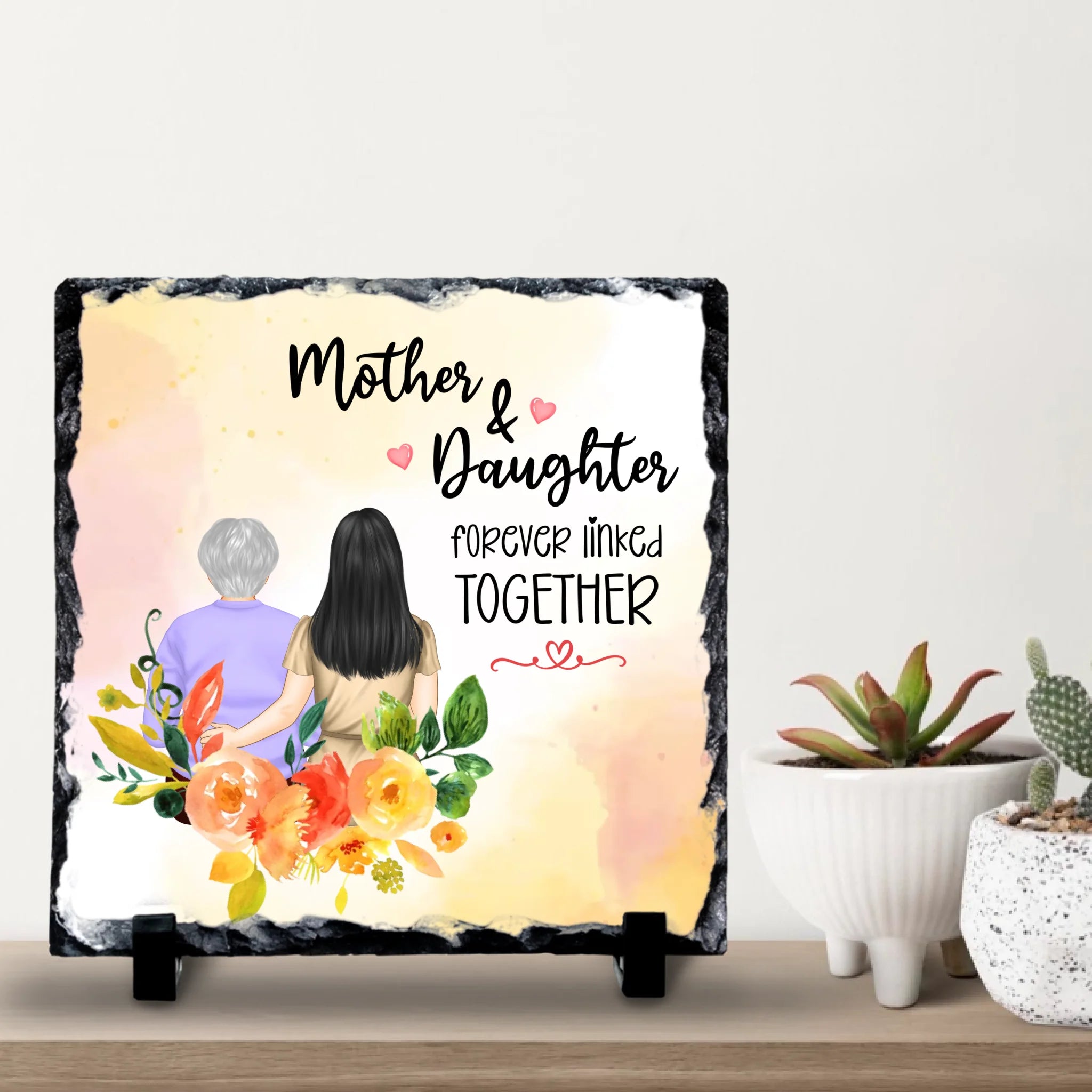 Custom Mother & Daughter Photo Slate - Personalised Gift for Mum