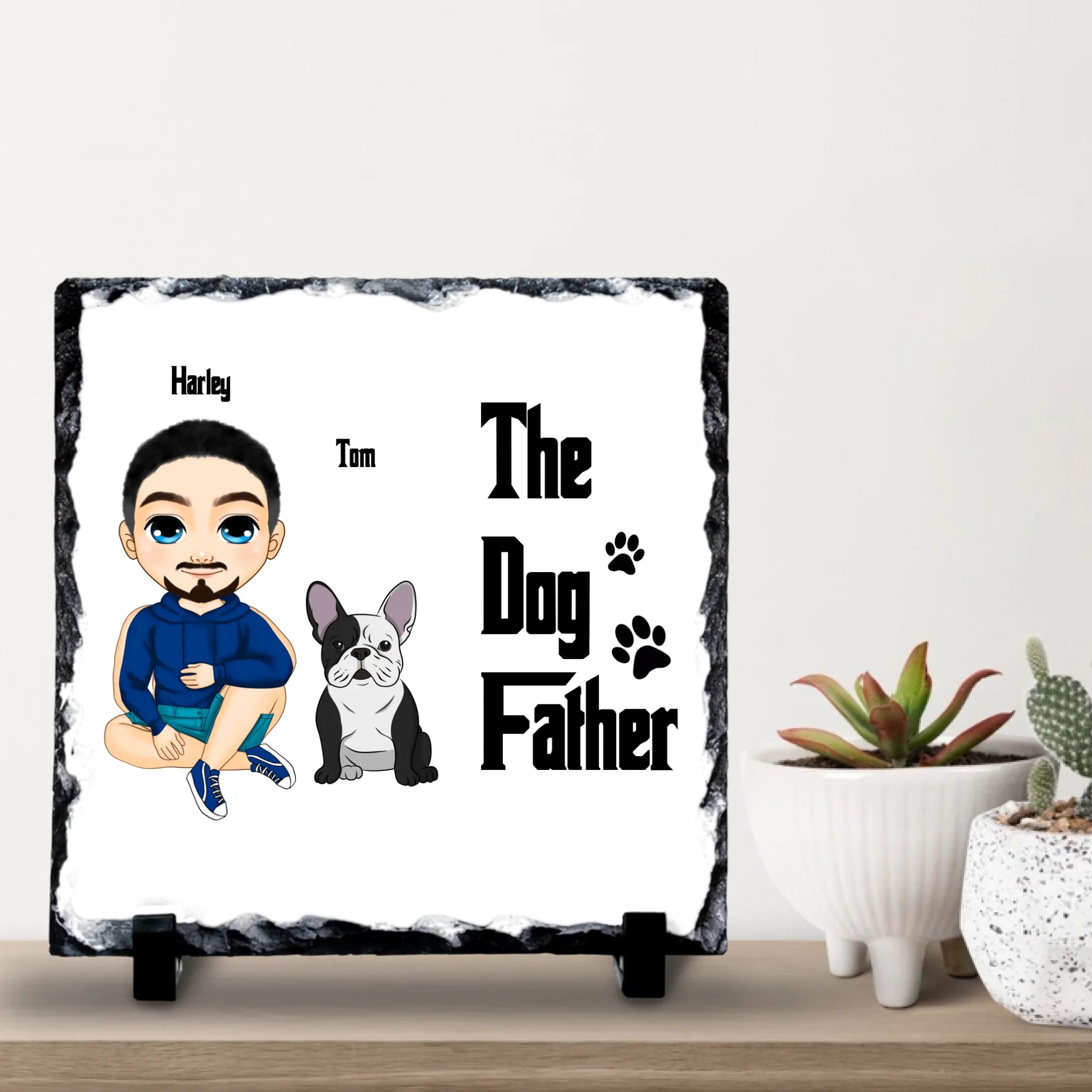 Custom ‘The Dog Father’ Slate – Custom Chubi Man & Dog Characters