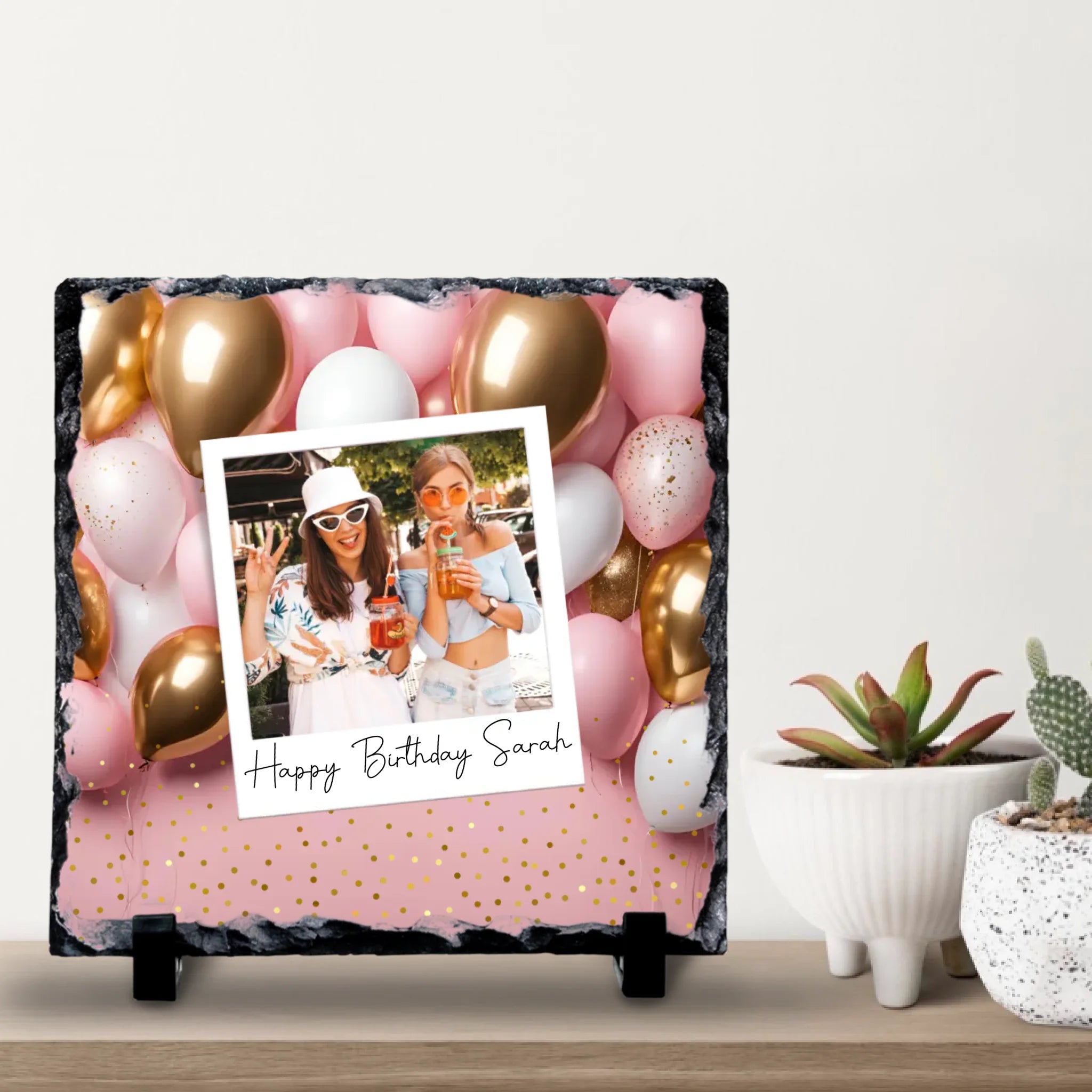 Custom Personalised Photo Slate - Retro-Inspired Frame Design with Custom Text