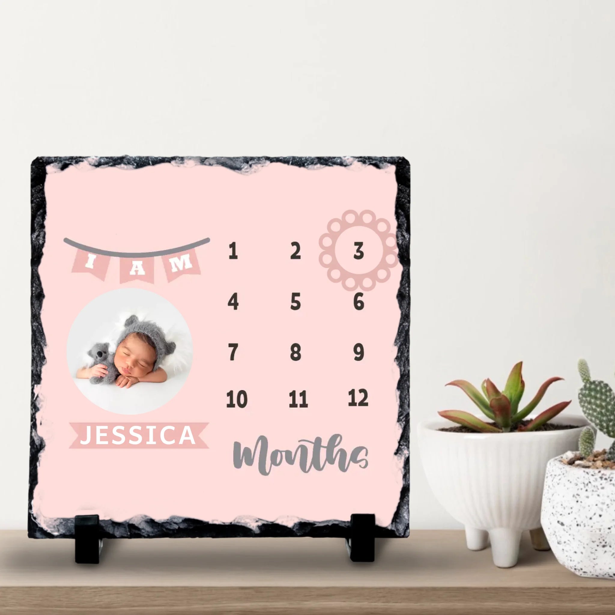 Custom Personalised Baby Girl Milestone Photo Slate