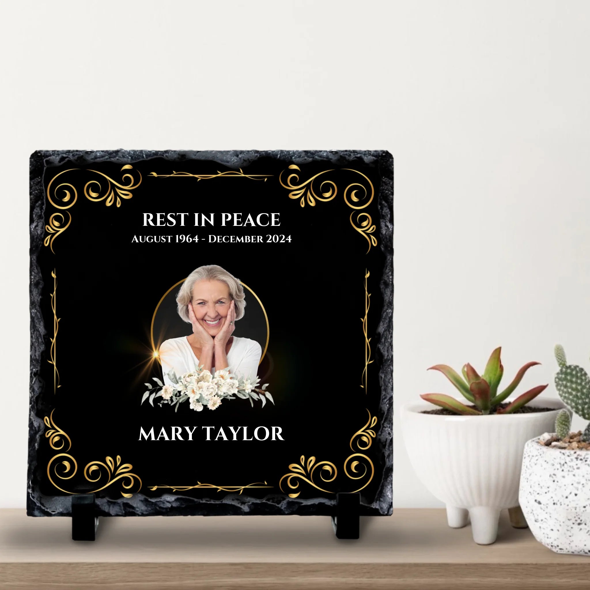 Custom Personalised Memorial Photo Slate Plaque - A Perfect Reminder