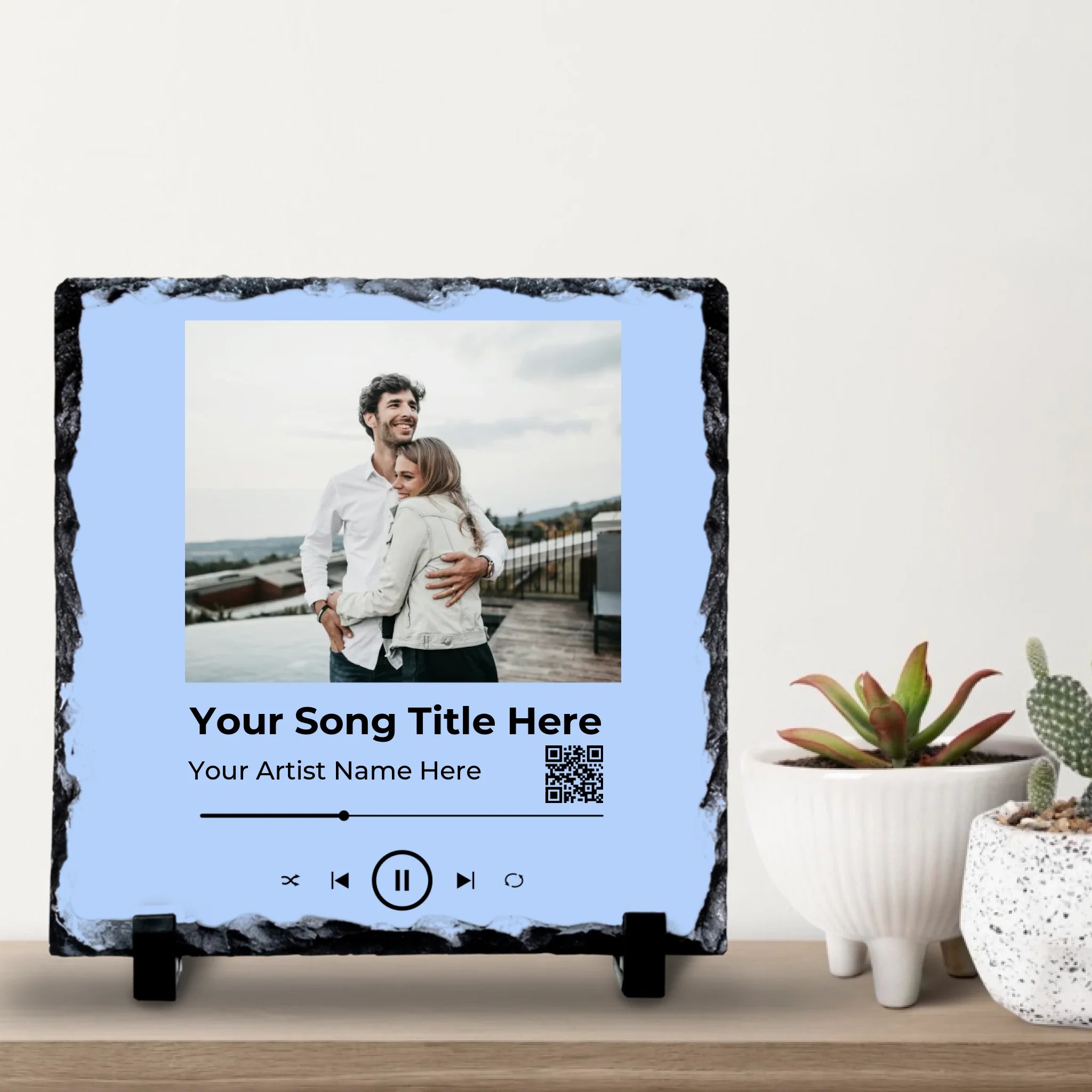 Custom Song Plaque Photo Slate – Personalised with QR Code