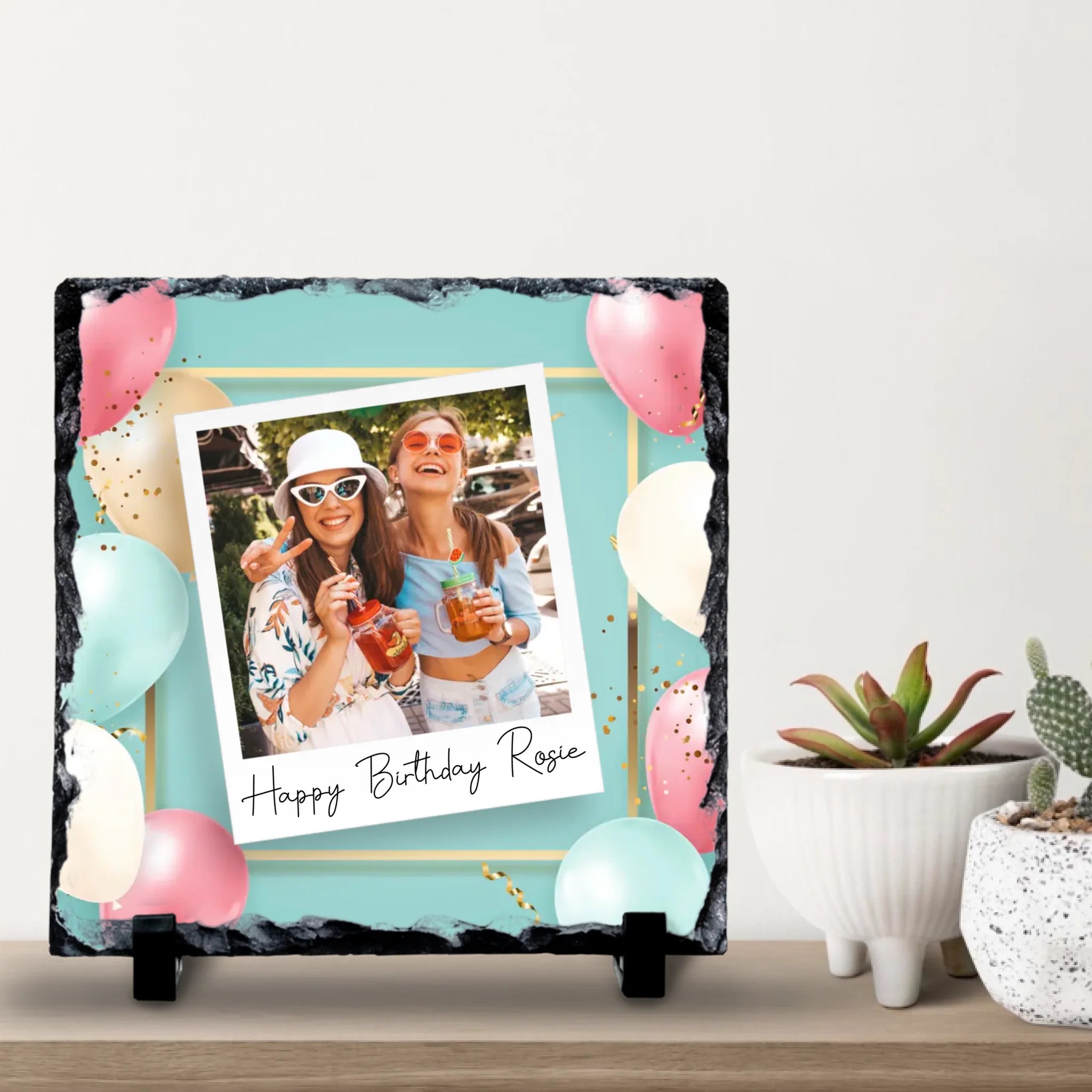 Custom Personalised Photo Slate - Retro-Inspired Frame Design with Custom Text