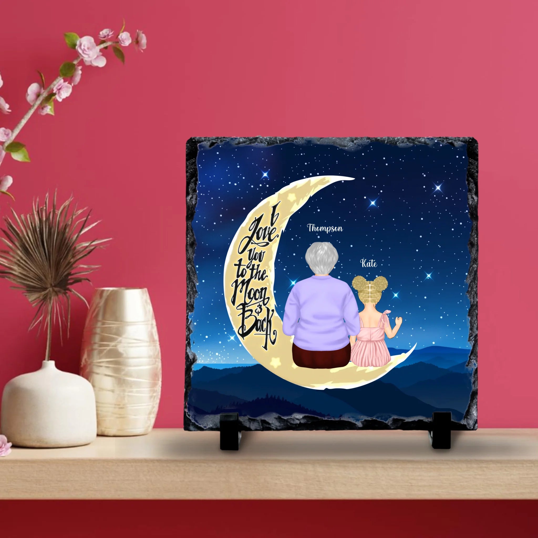 Custom Grandparent & Grandchild Slate - Grandmother Gift - Custom Chubi Characters