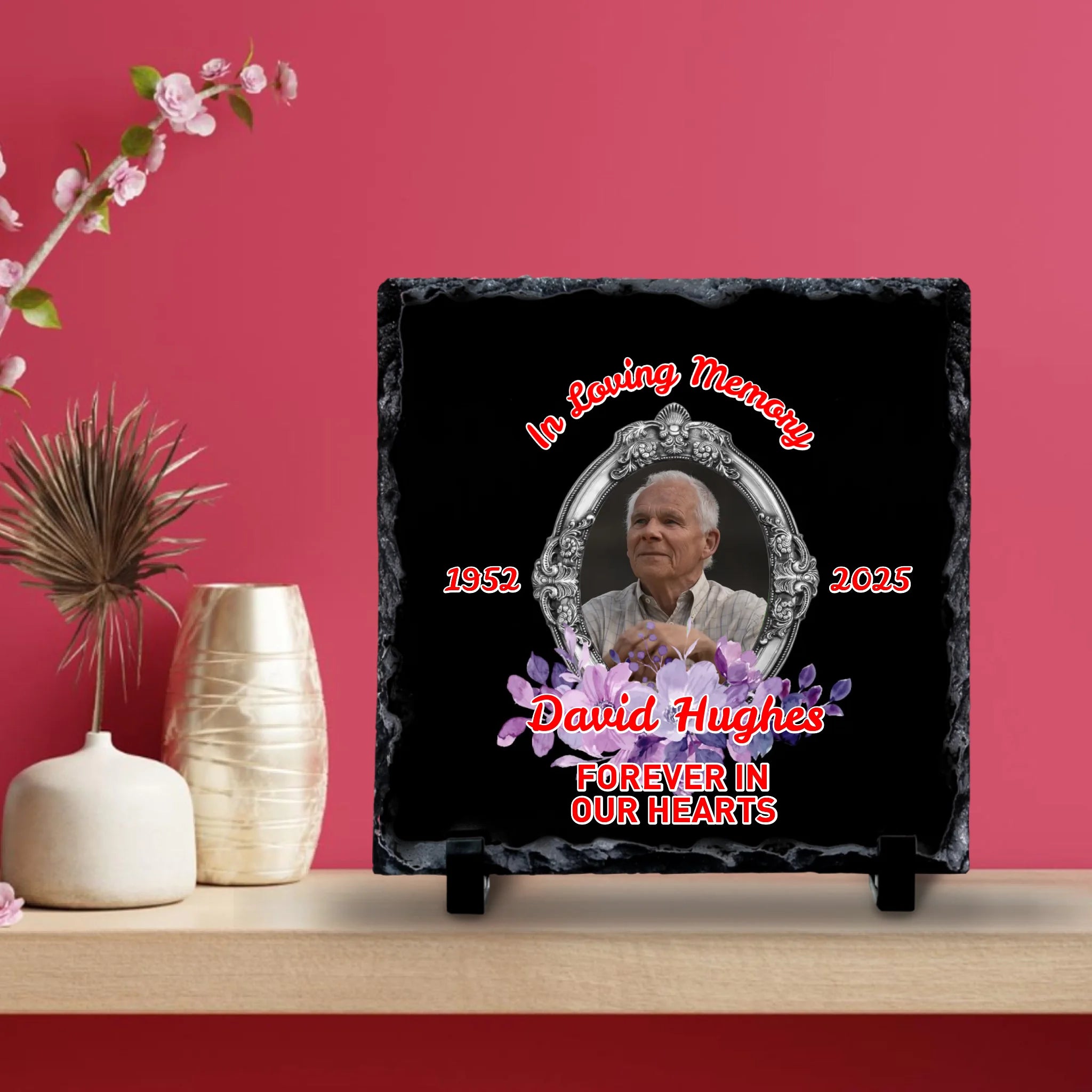 Custom Personalised Memorial Photo Slate Plaque