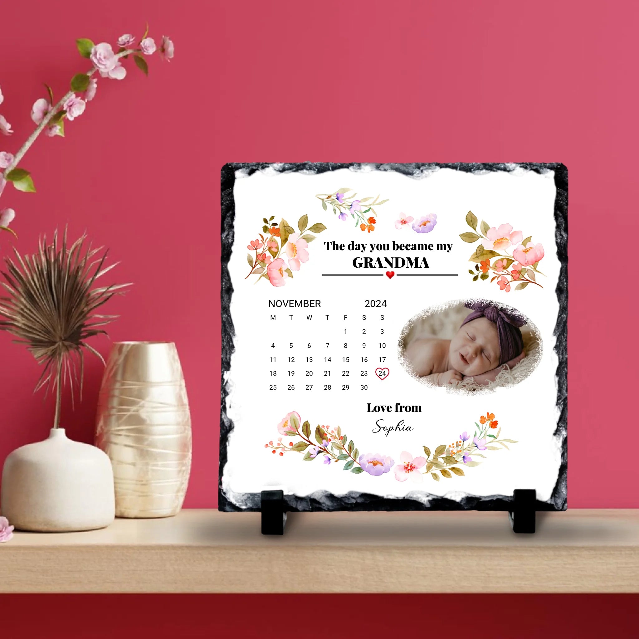 Custom ‘Day You Became My’ Slate – Photo & Date Keepsake