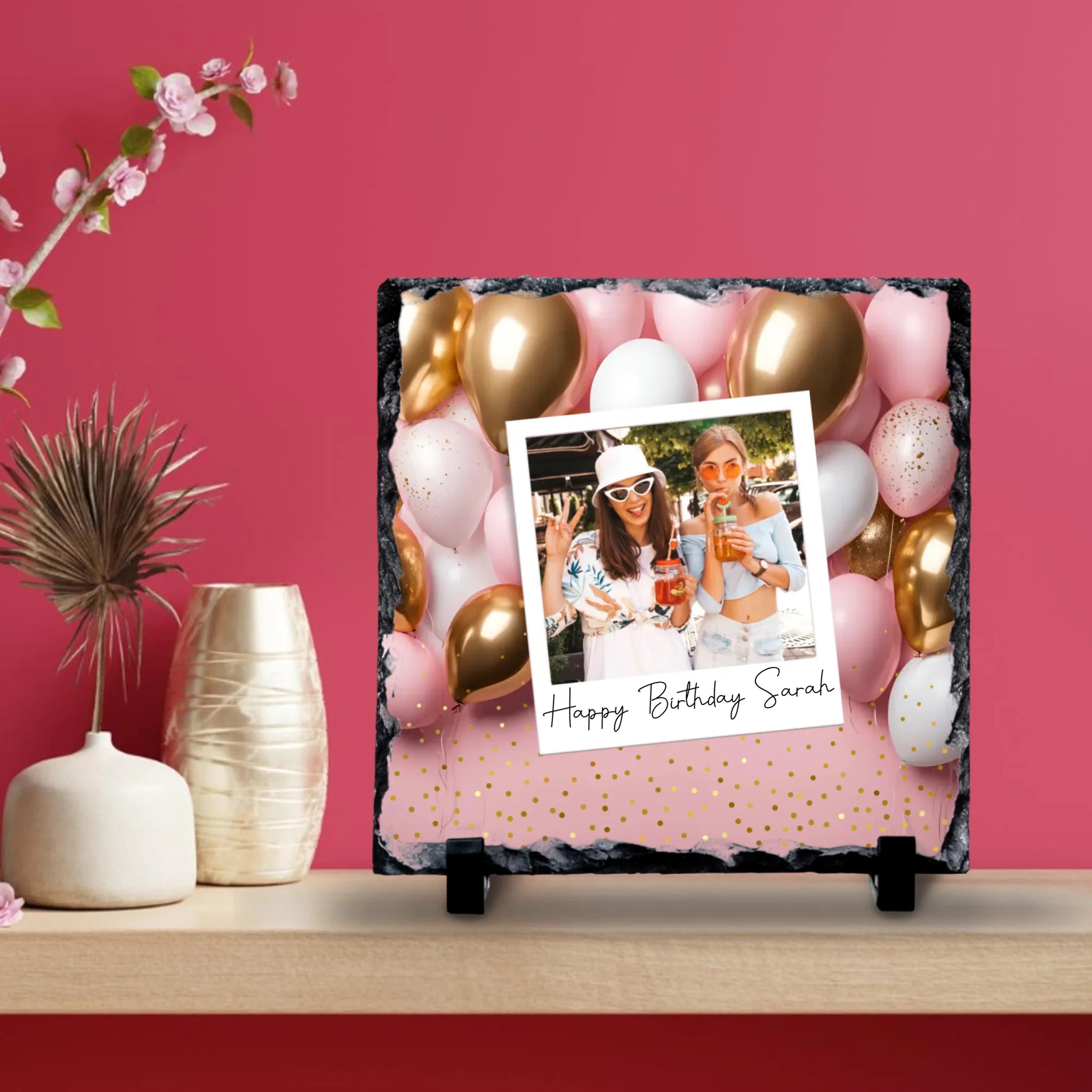 Custom Personalised Photo Slate - Retro-Inspired Frame Design with Custom Text