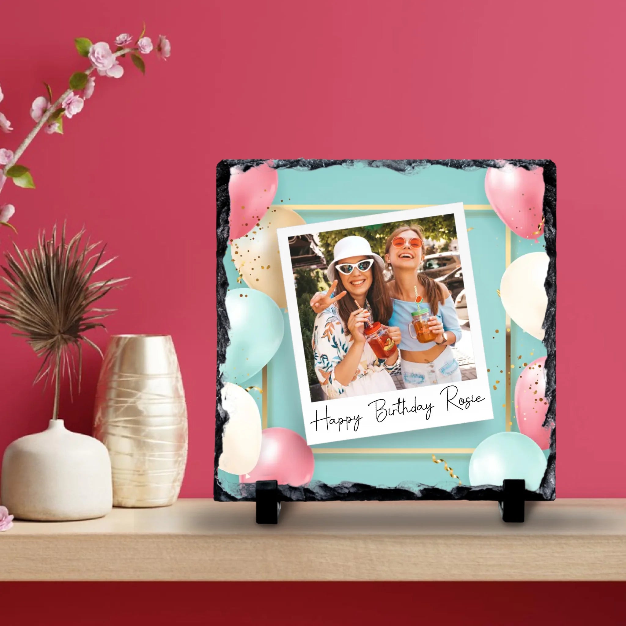 Custom Personalised Photo Slate - Retro-Inspired Frame Design with Custom Text