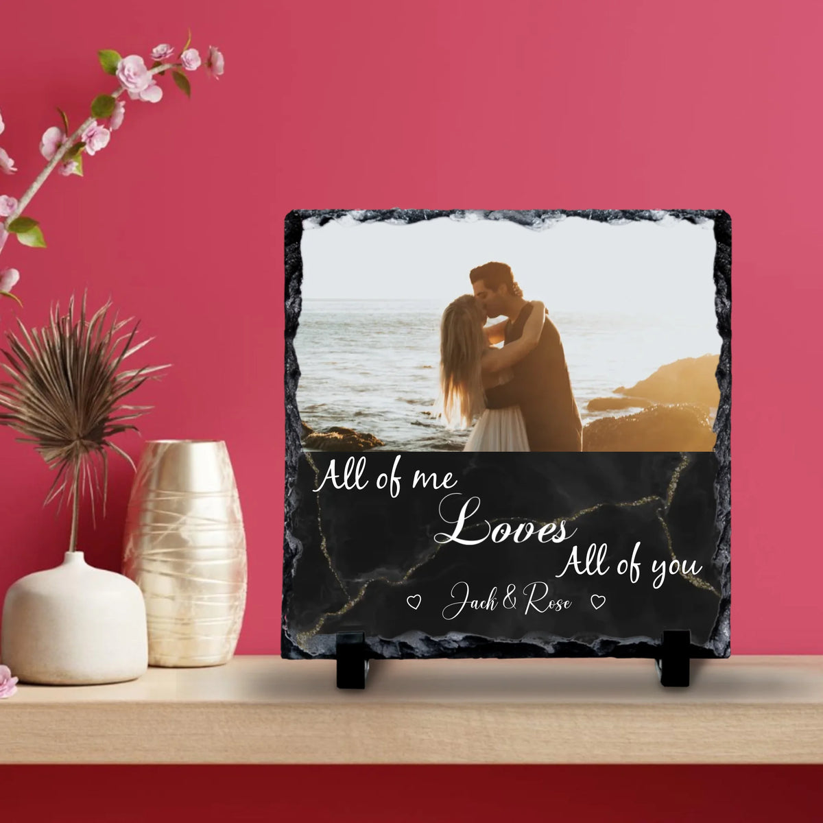 All of Me Loves All of You – Personalised Square Photo Slate | Custom Wedding & Anniversary Gift