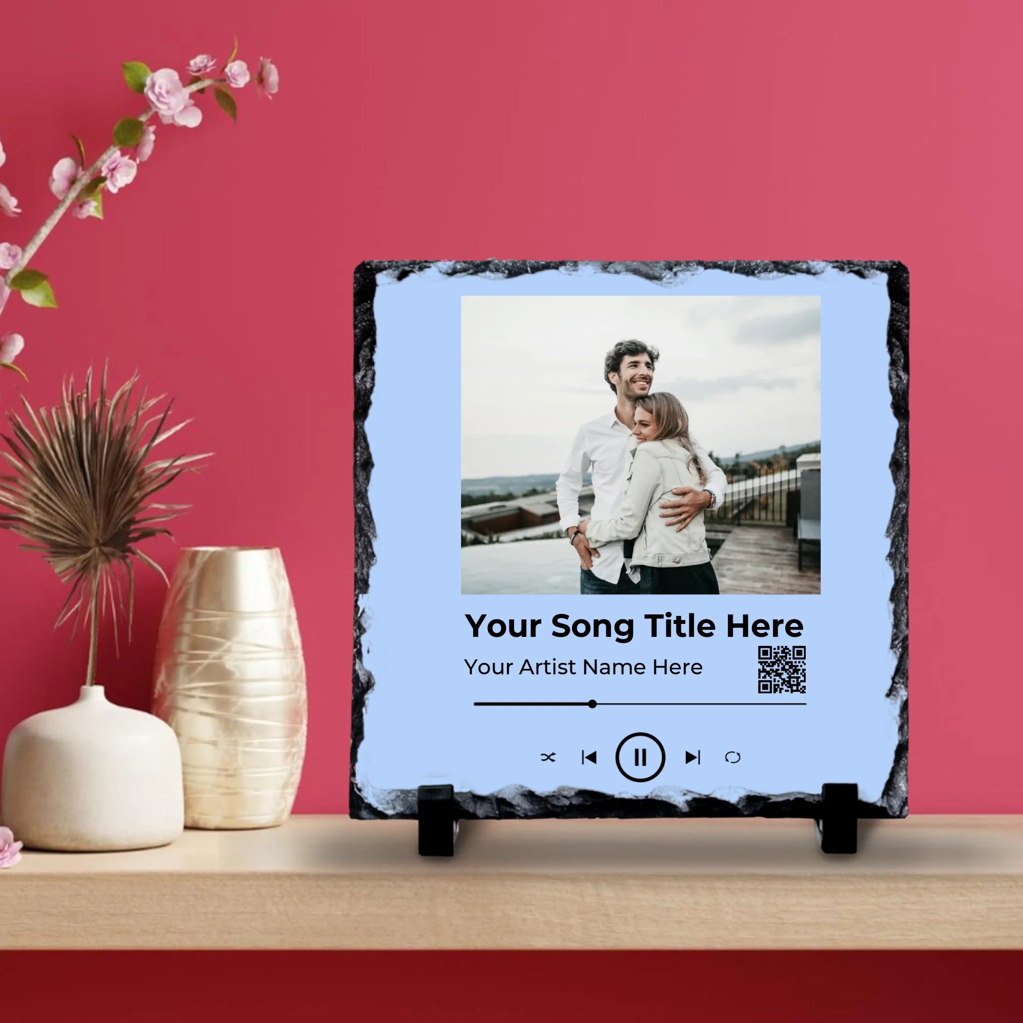 Custom Song Plaque Photo Slate – Personalised with QR Code