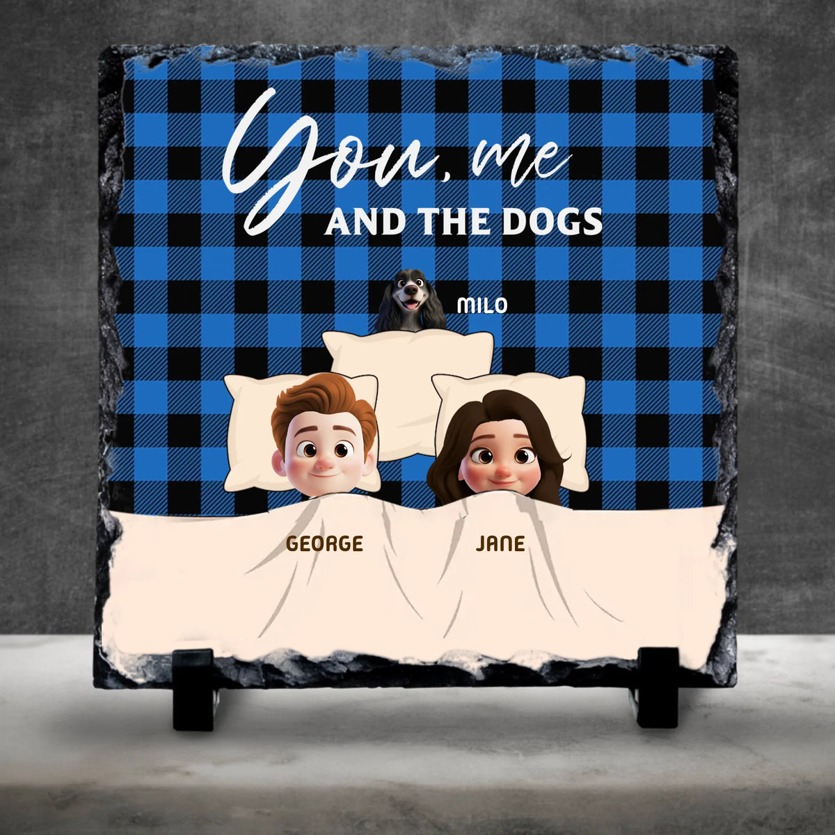 You, Me and the Dogs Personalised Slate | Custom Couple & Pets Design | Up to 4 Dogs