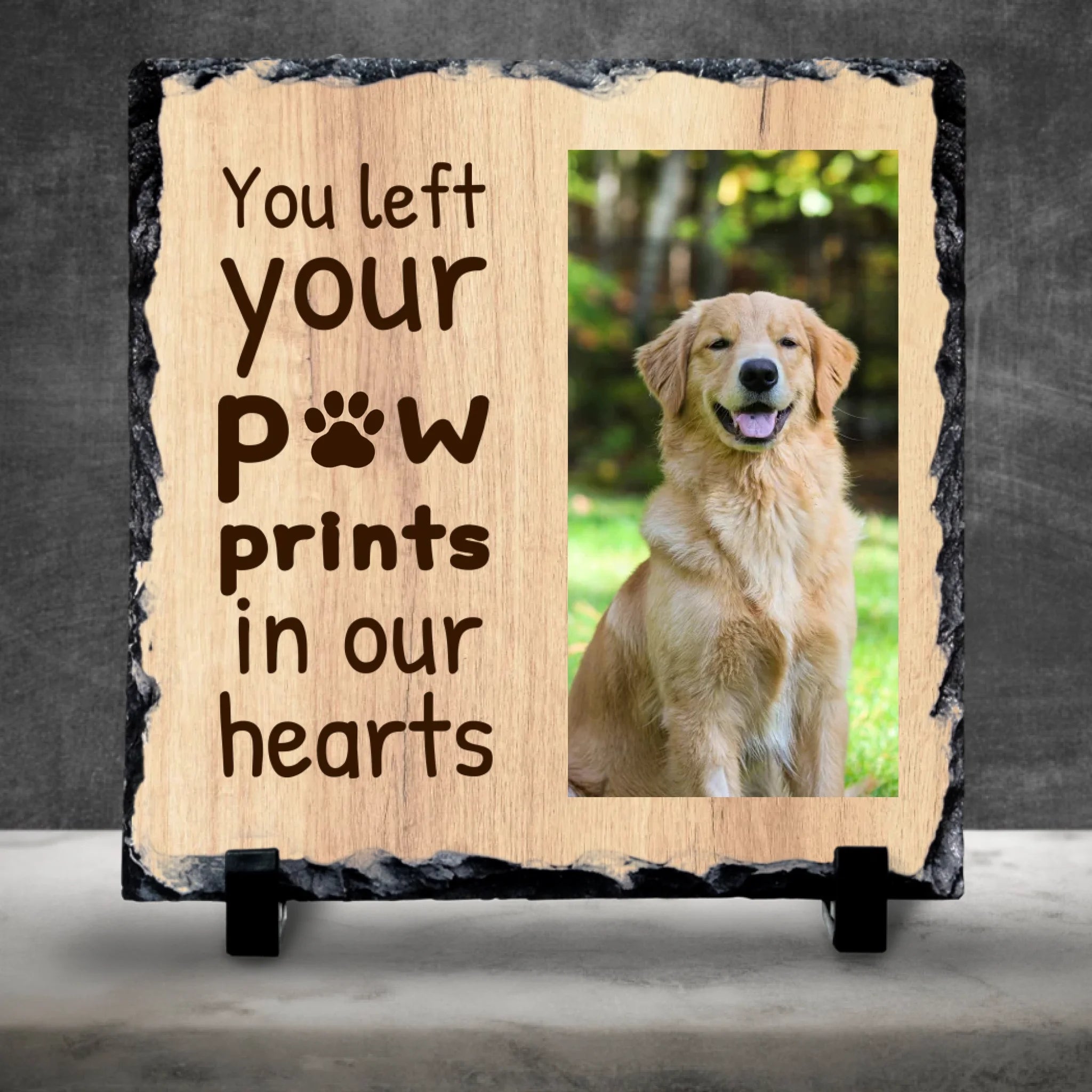 Custom Personalised Pet Memorial Photo Slate - "Paw Prints"