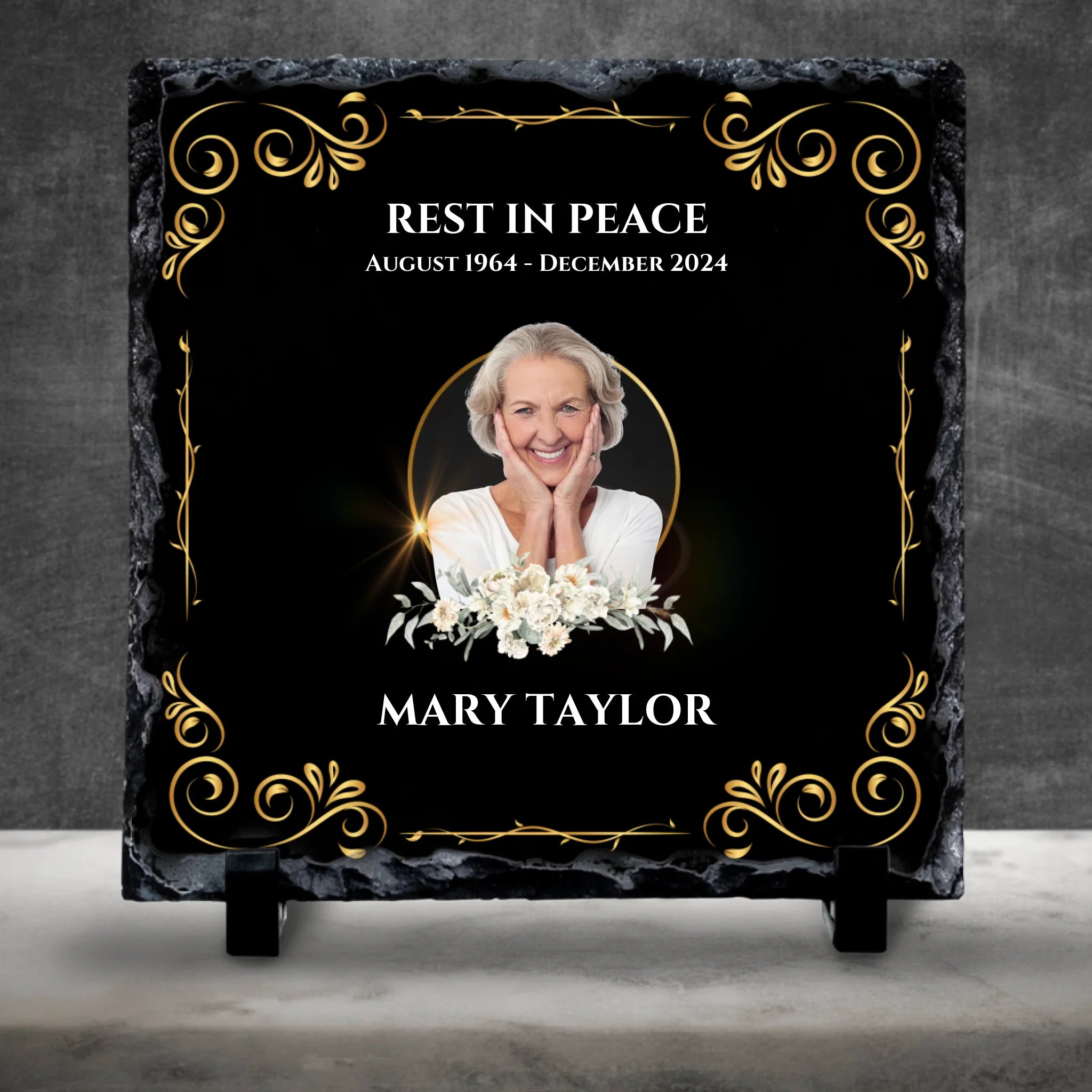 Custom Personalised Memorial Photo Slate Plaque - A Perfect Reminder
