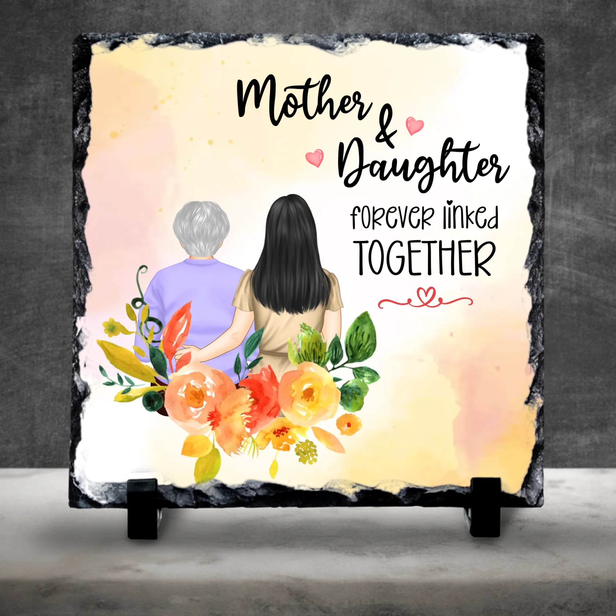 Custom Mother & Daughter Photo Slate - Personalised Gift for Mum