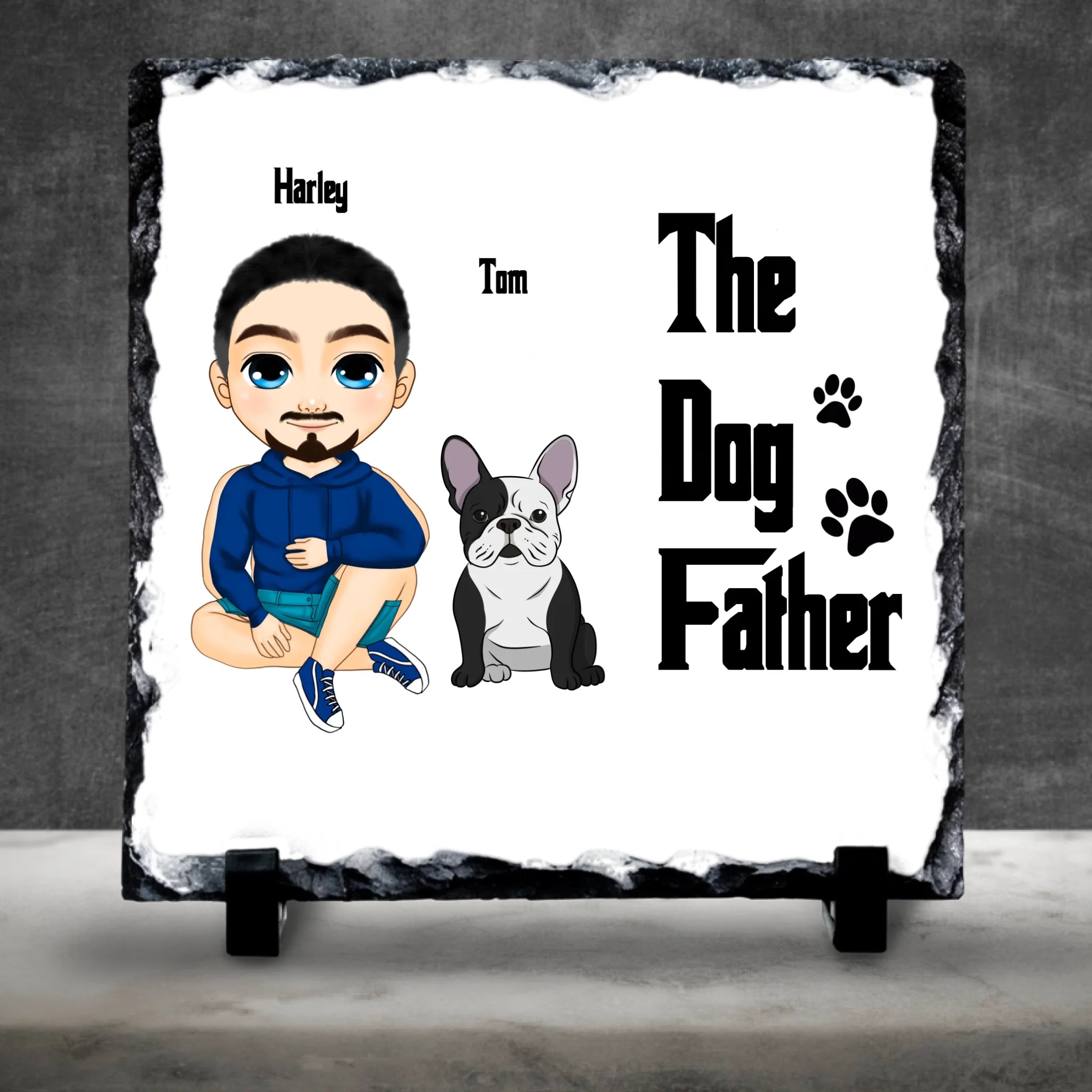Custom ‘The Dog Father’ Slate – Custom Chubi Man & Dog Characters