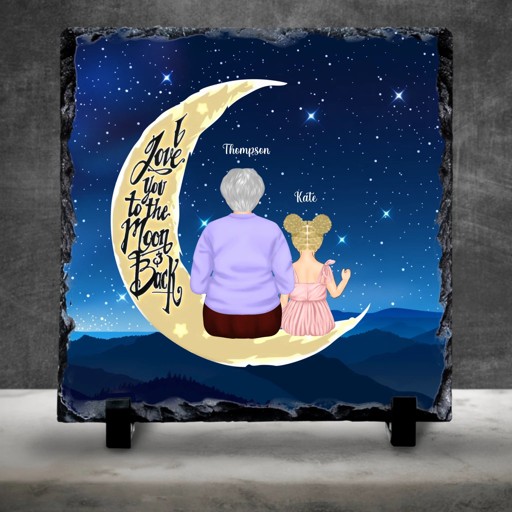 Custom Grandparent & Grandchild Slate - Grandmother Gift - Custom Chubi Characters