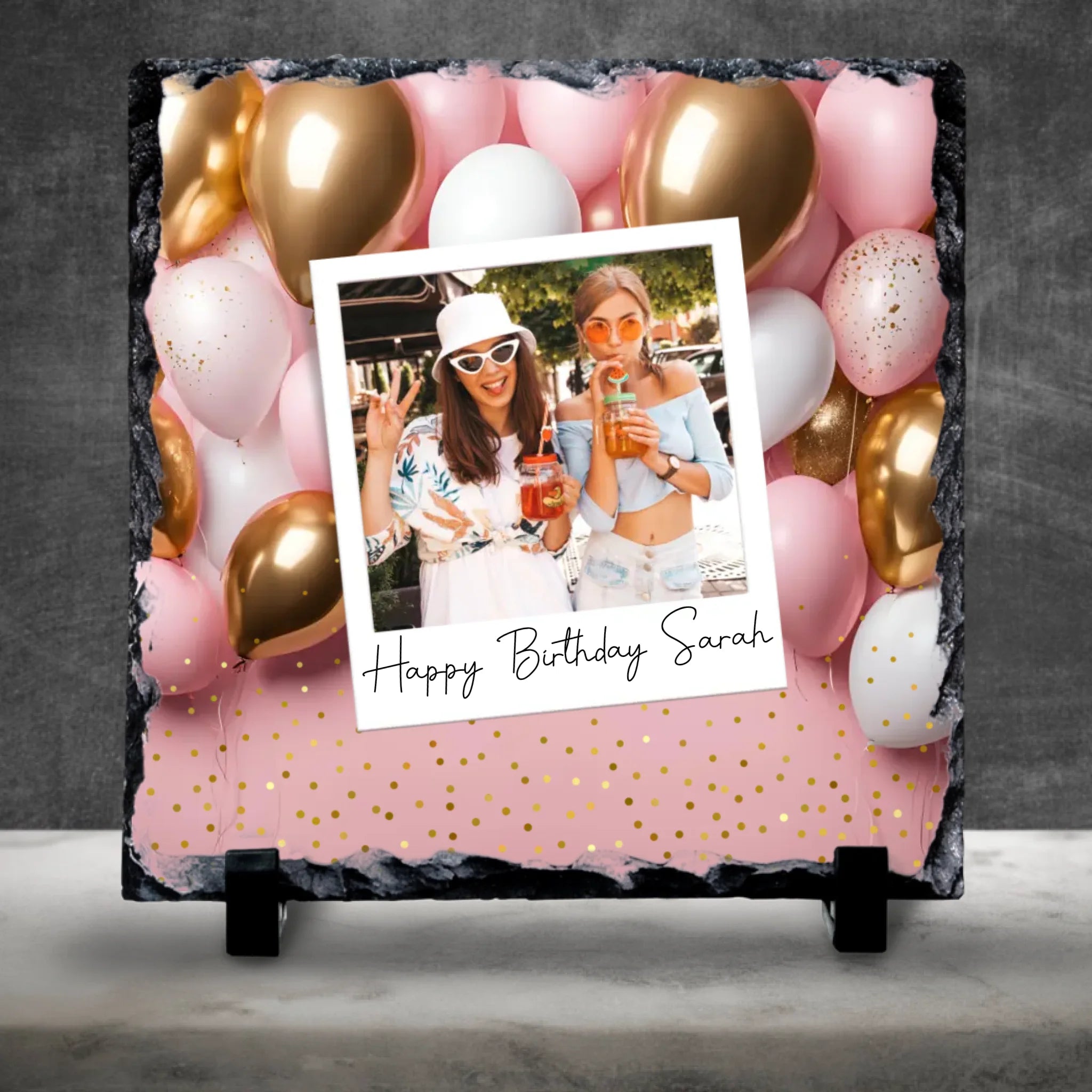 Custom Personalised Photo Slate - Retro-Inspired Frame Design with Custom Text