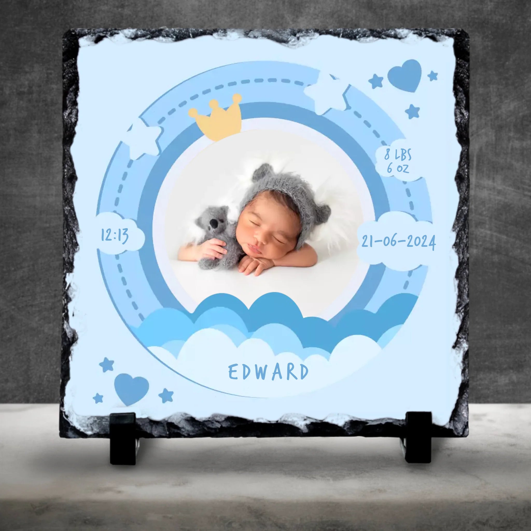 Custom Personalised Birth Announcement Photo Slate