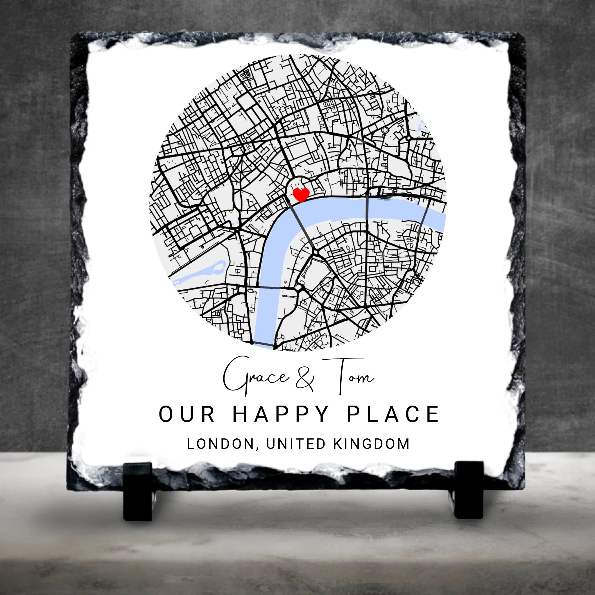 Custom Personalised Couples Circle Map Slate - Custom Locations & Special Moments