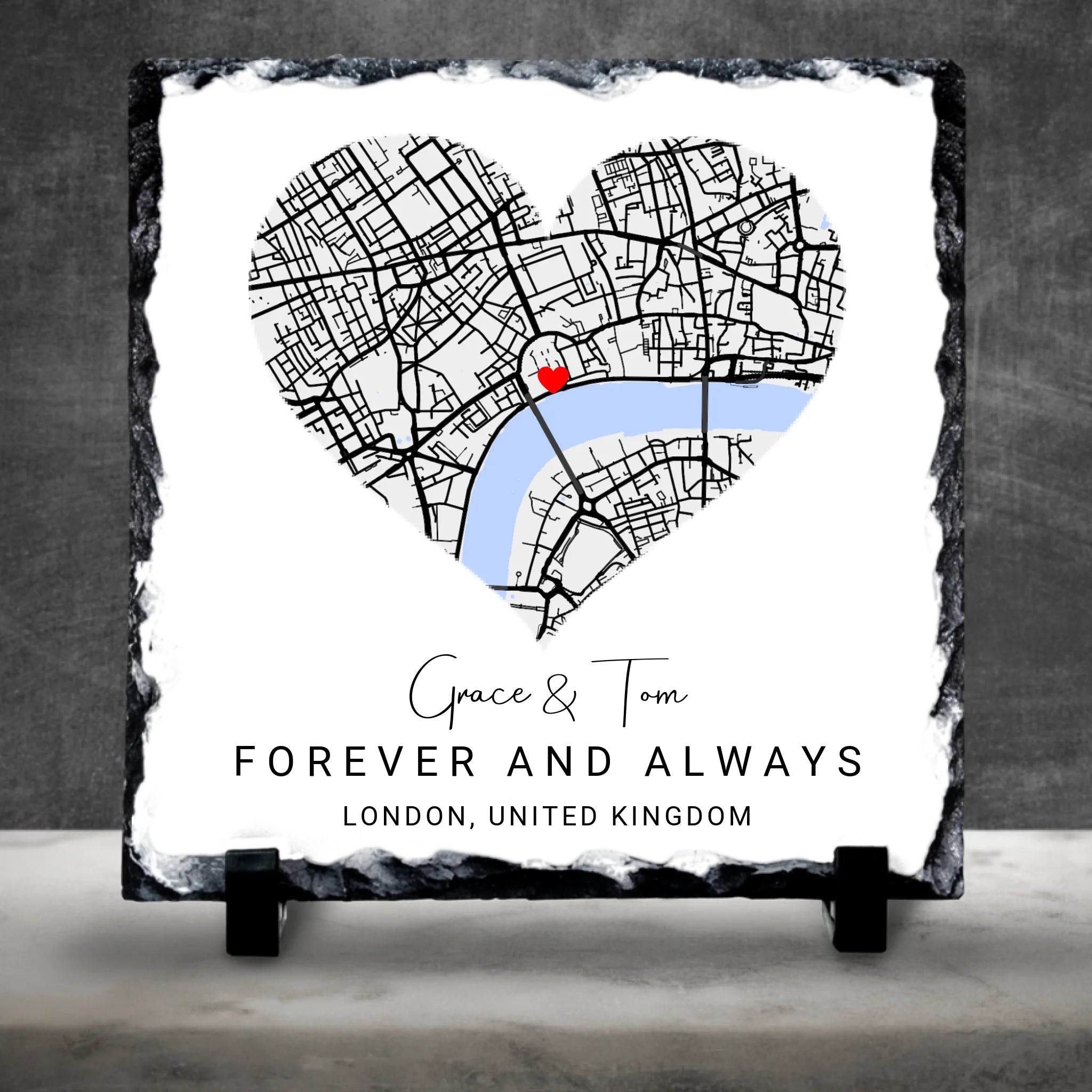 Custom Personalised Couples Heart Map Slate - Custom Locations & Special Moments