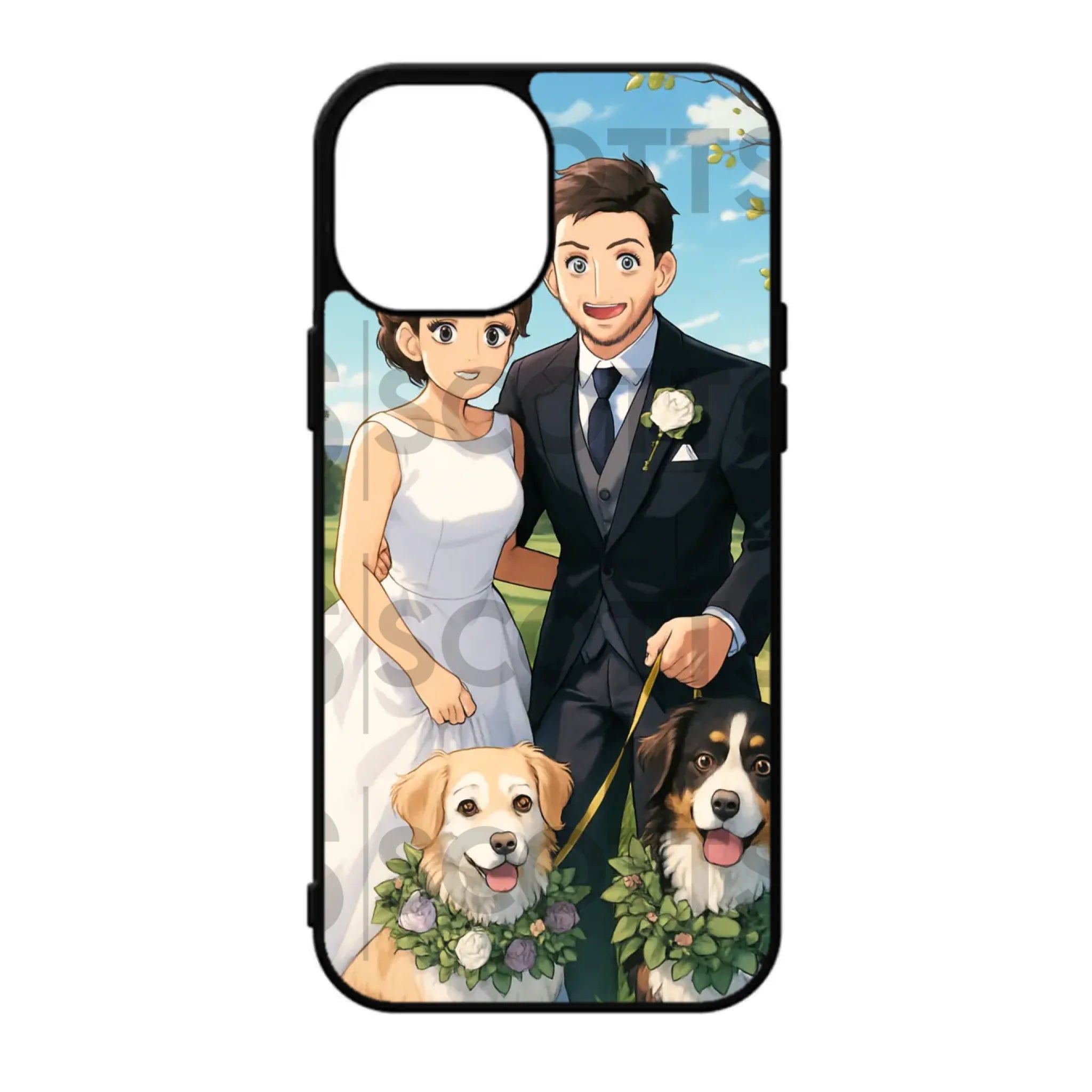 Custom manga phone case showing TPU rubber edge detail