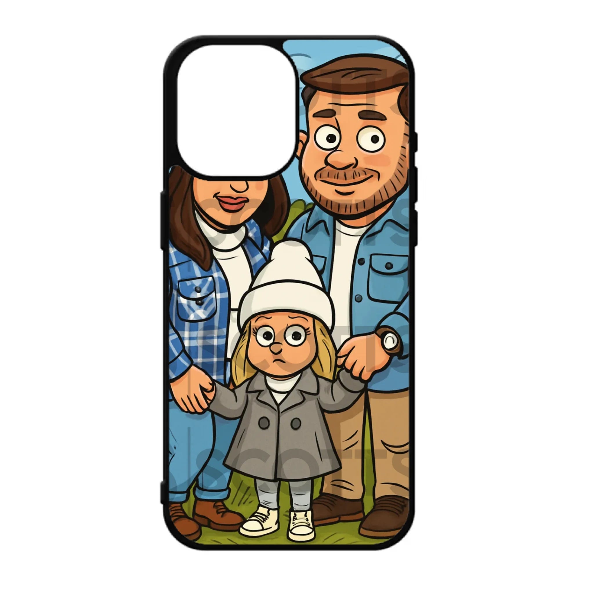 Personalised cartoon caricature case with textured grip sides