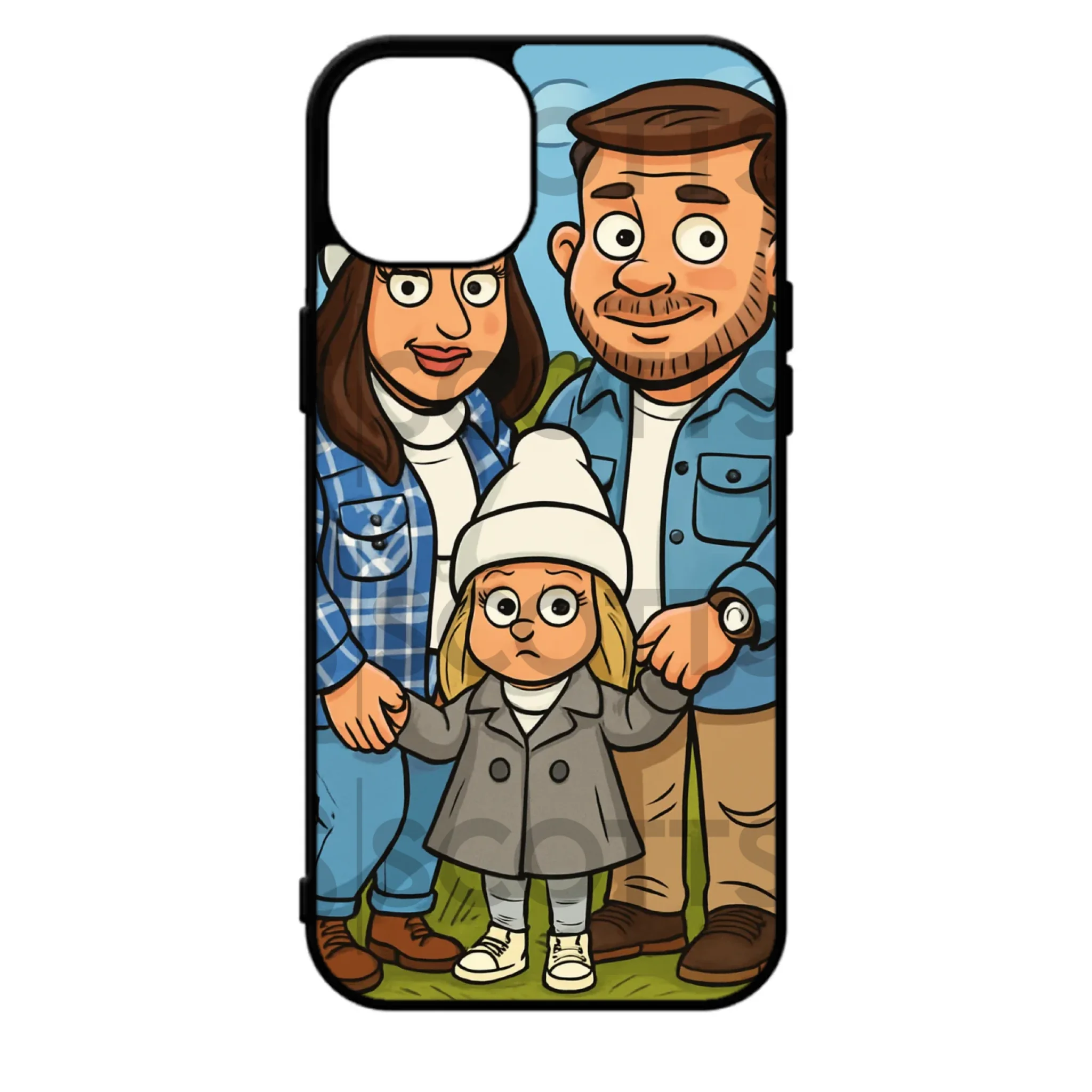 Personalised caricature phone case fitting iPhone 13