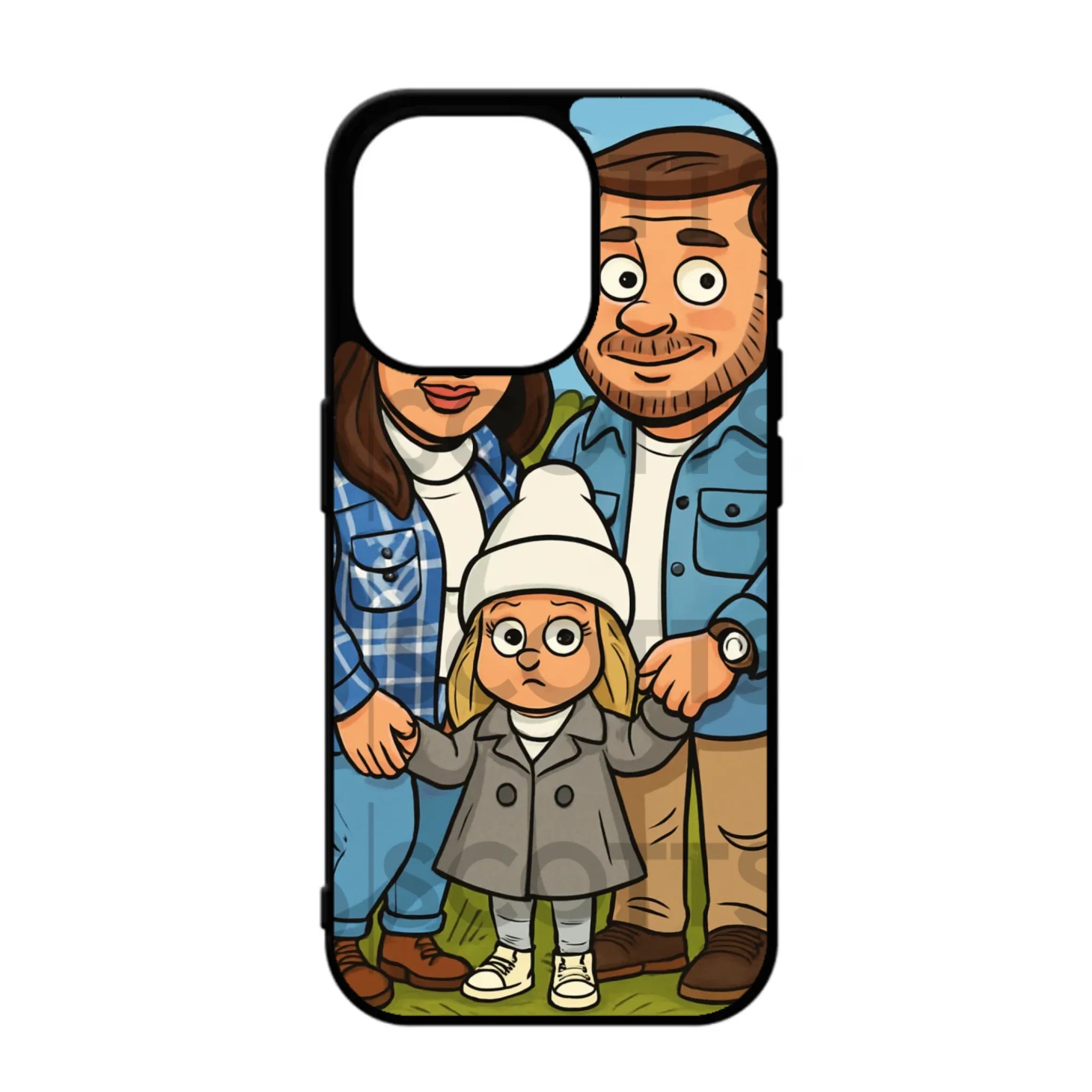 Personalised caricature phone case fitting iPhone 16 Pro