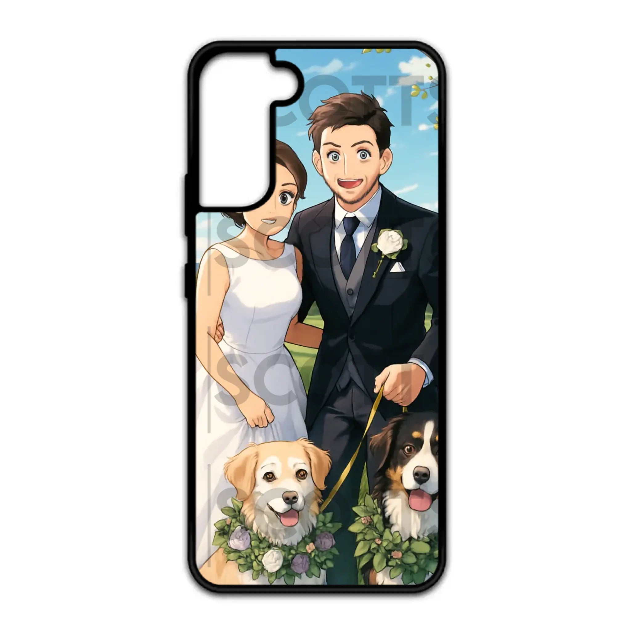 Personalised anime phone case for iPhone flat lay